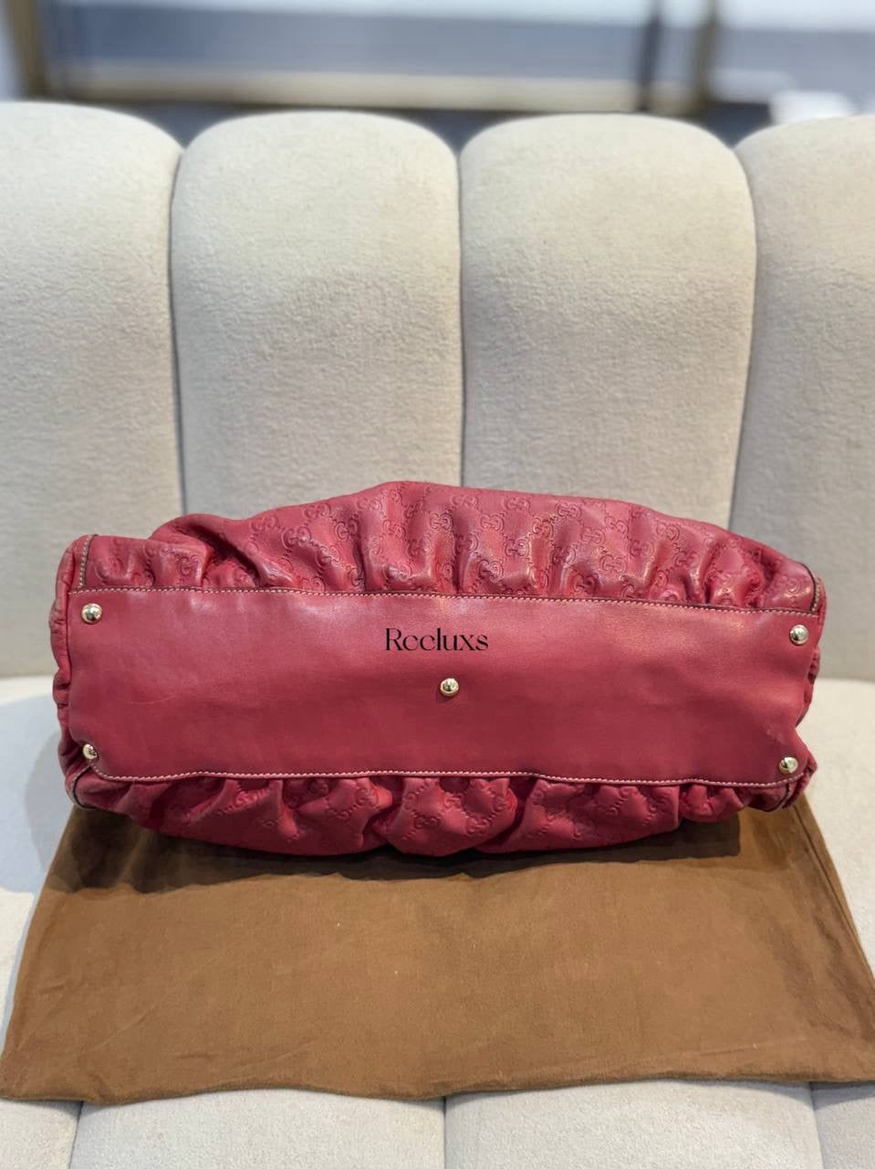 GUCCI Guccissima Abbey Red Leather Tote Bag