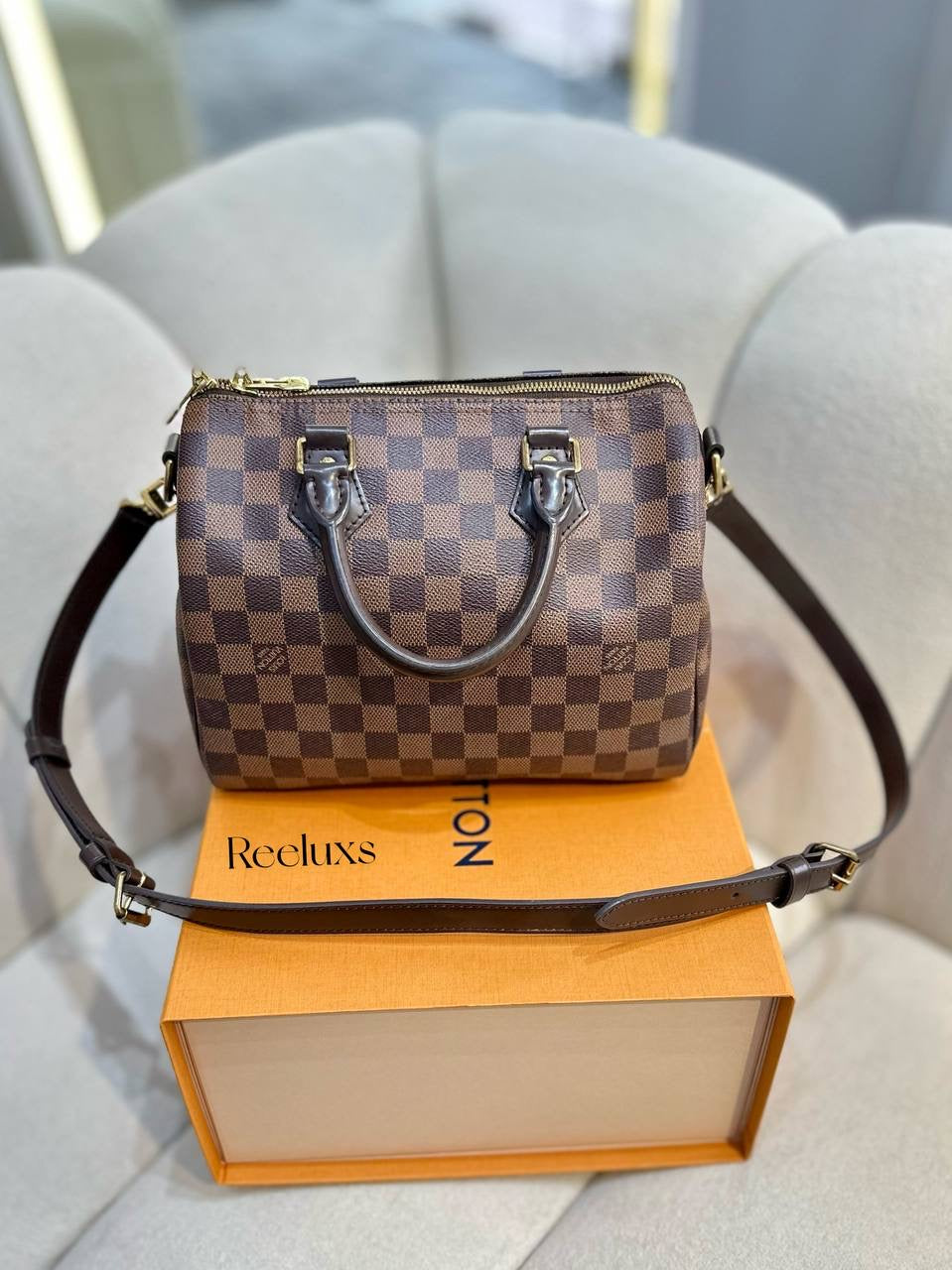 FullSet LOUIS VUITTON LV Speedy 25 Damier Ebene