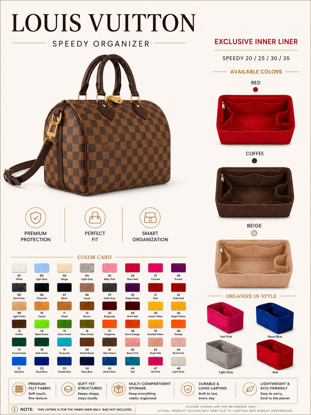 REELUXS Organizer - Louis Vuitton Speedy Size Guide