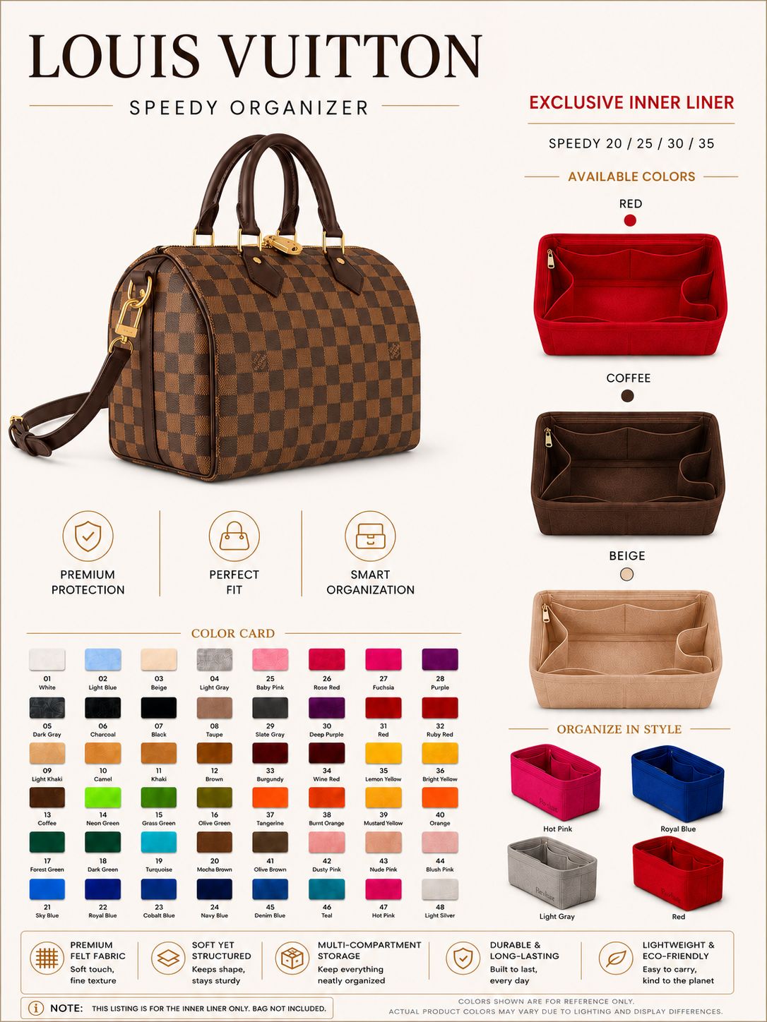 REELUXS Organizer - Louis Vuitton Speedy Size Guide