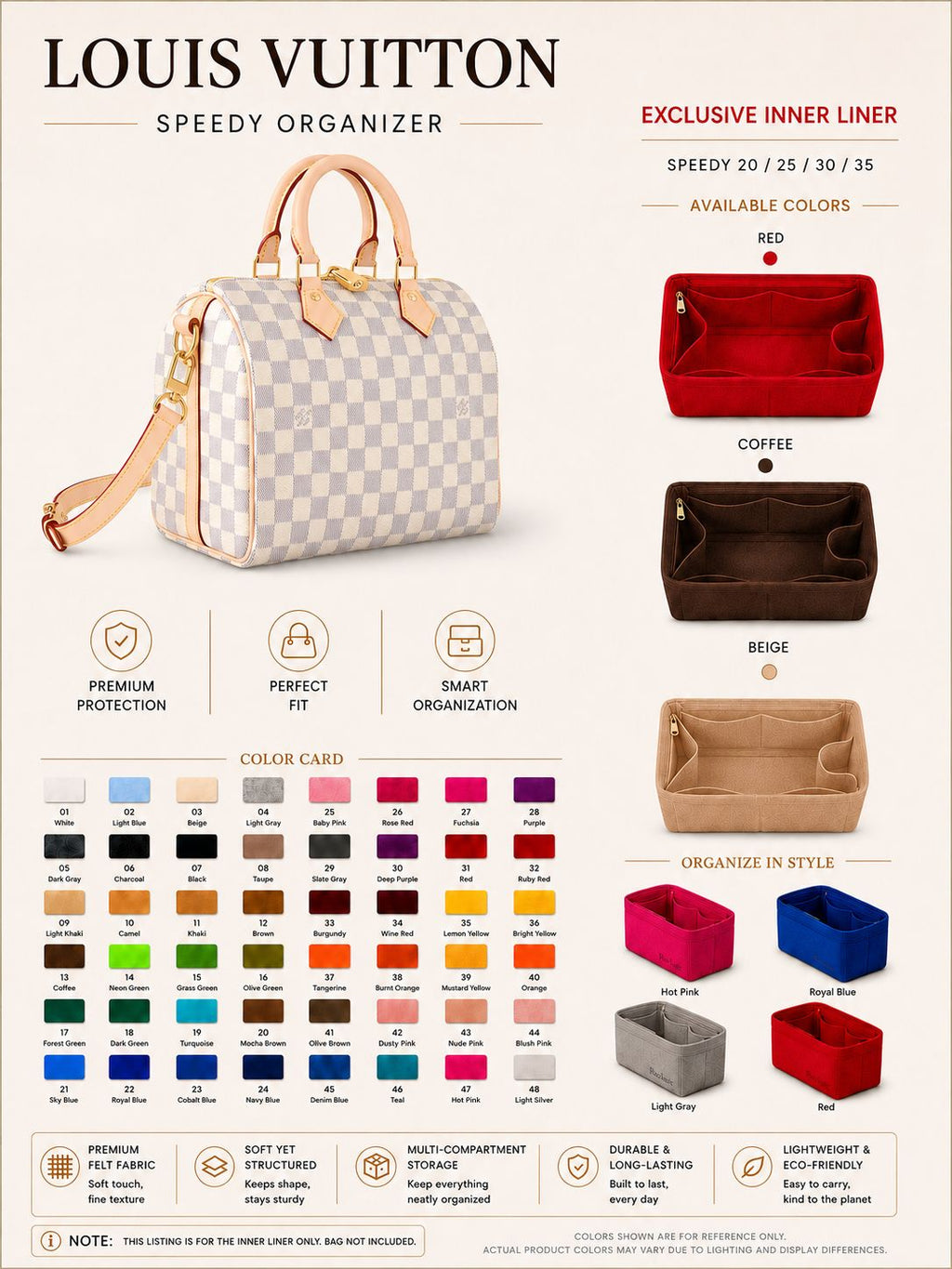 REELUXS Organizer - Louis Vuitton Speedy Size Guide
