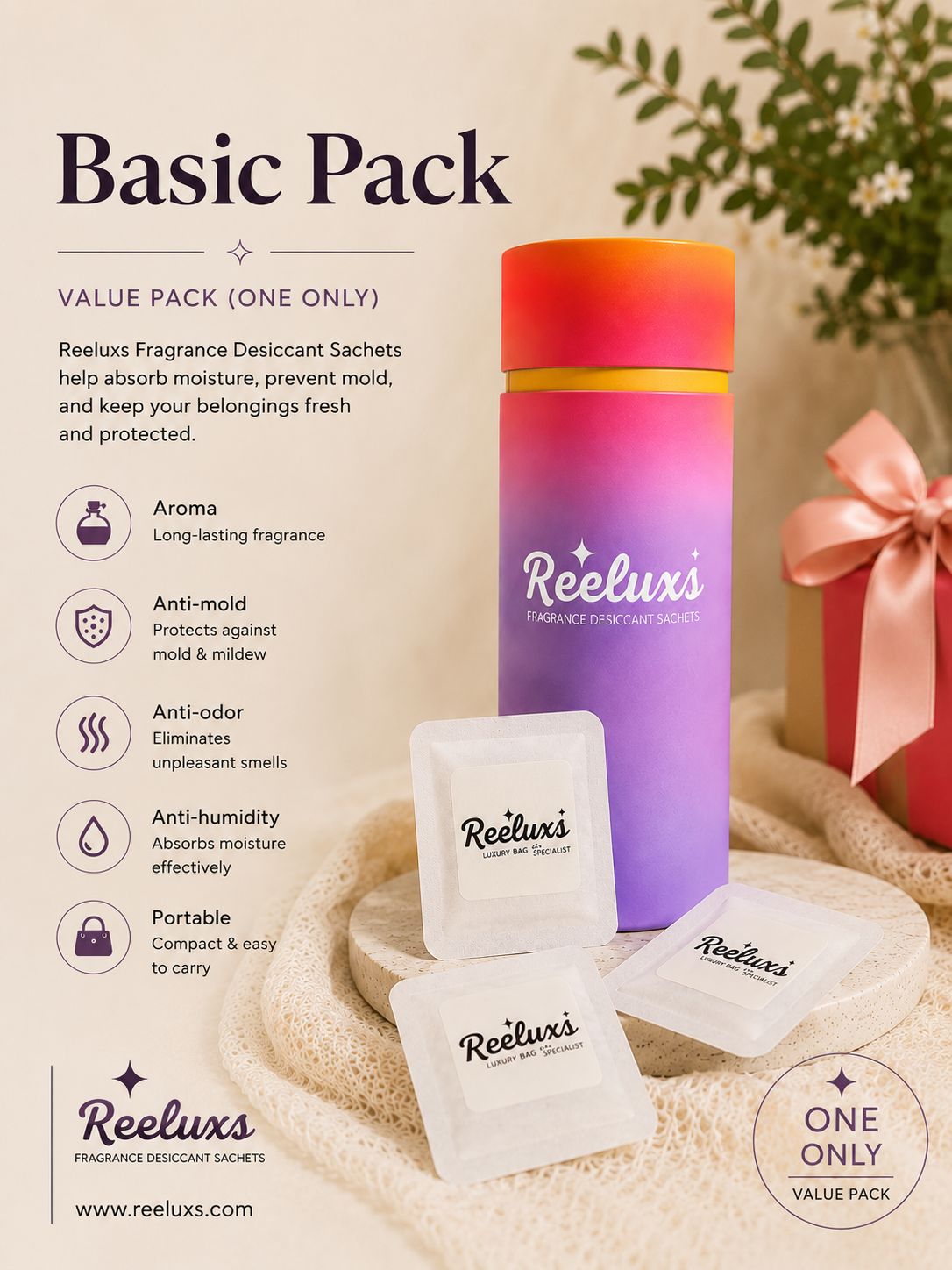 REELUXS Fragrance Desiccant Sachets – Luxury Care for Your Precious Belongings