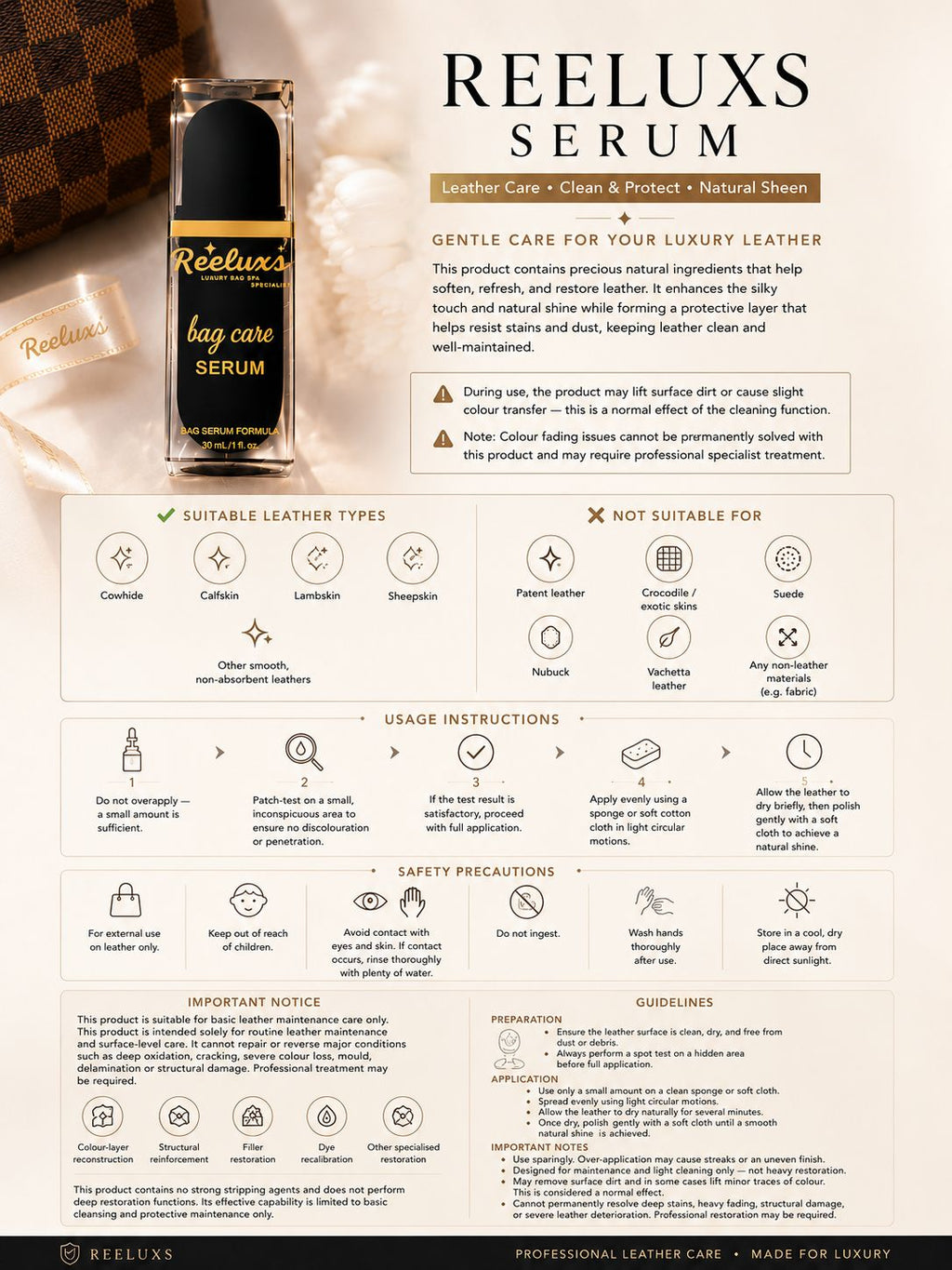 REELUXS LEATHER SERUM Treatment & Care