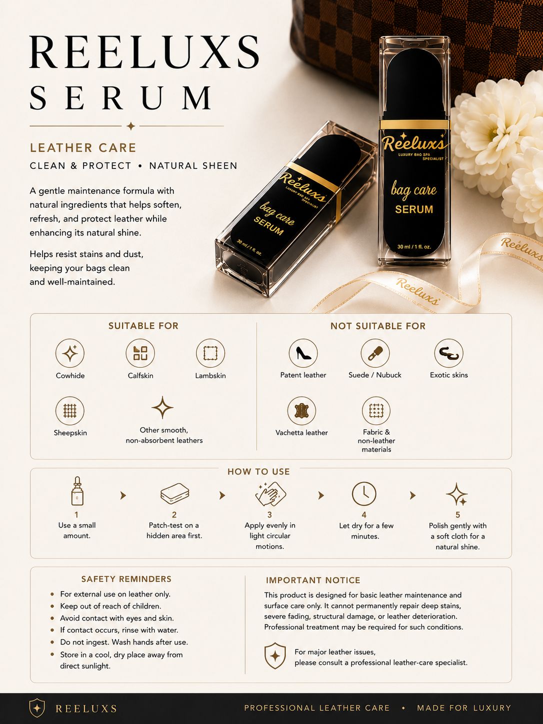 REELUXS LEATHER SERUM Treatment & Care