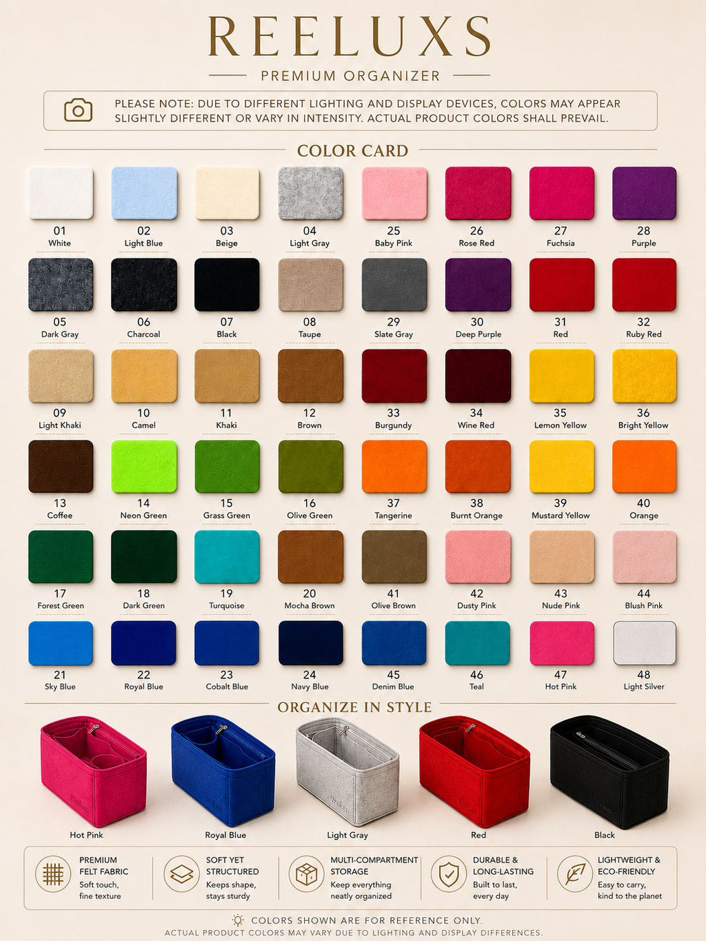REELUXS Organizer - Hermès Birkin Size Guide