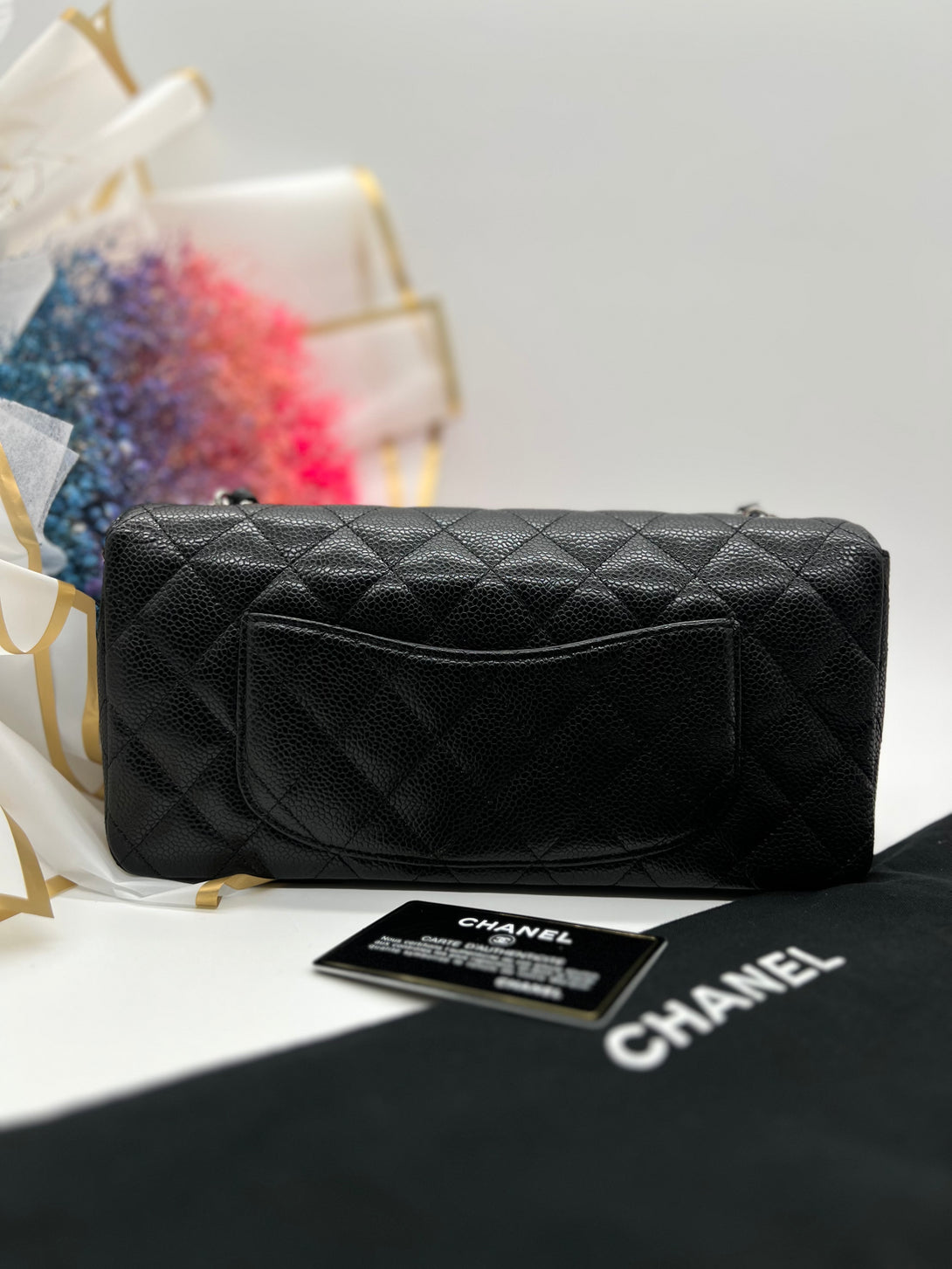 Chanel Black Quilted Caviar East West Flap Bag - Reeluxs 