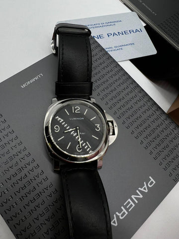 Panerai Luminor Base Logo Acciaio Black Dial Hand Wind Mens Watch PAM000 - Reeluxs 