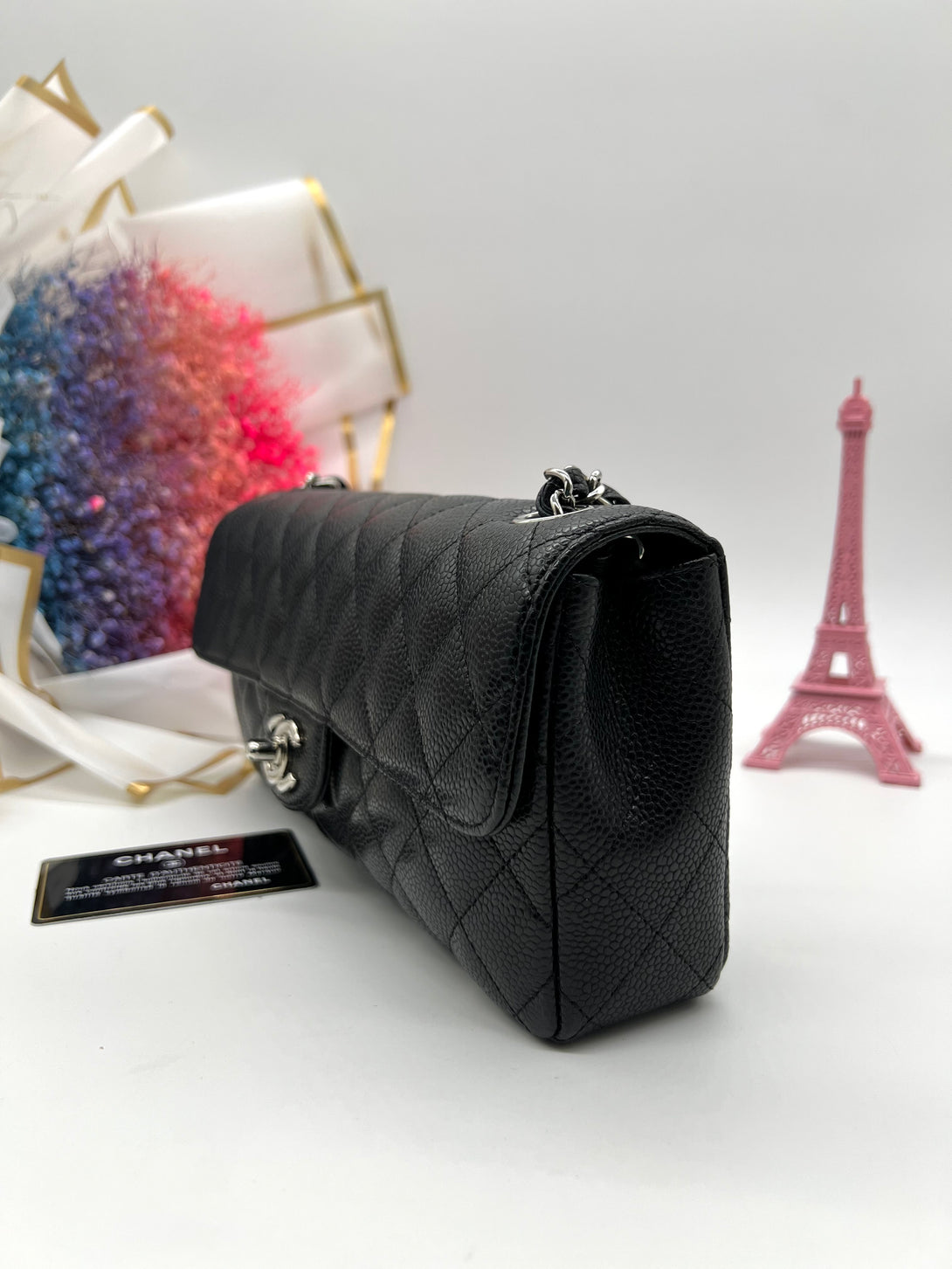 Chanel Black Quilted Caviar East West Flap Bag - Reeluxs 