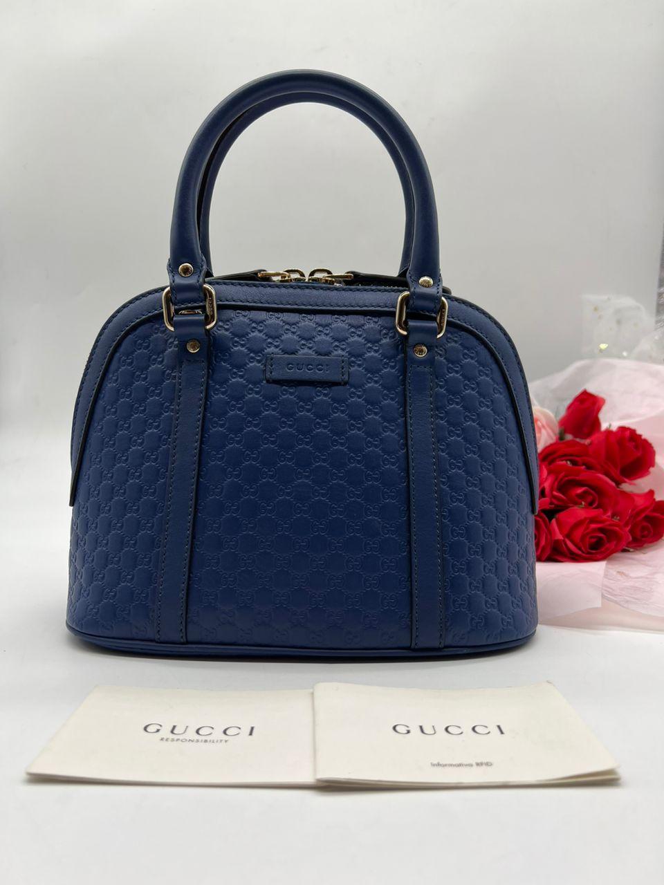 GUCCI Micro Guccissima Blue Handbag and Shoulder Bag - Reeluxs 