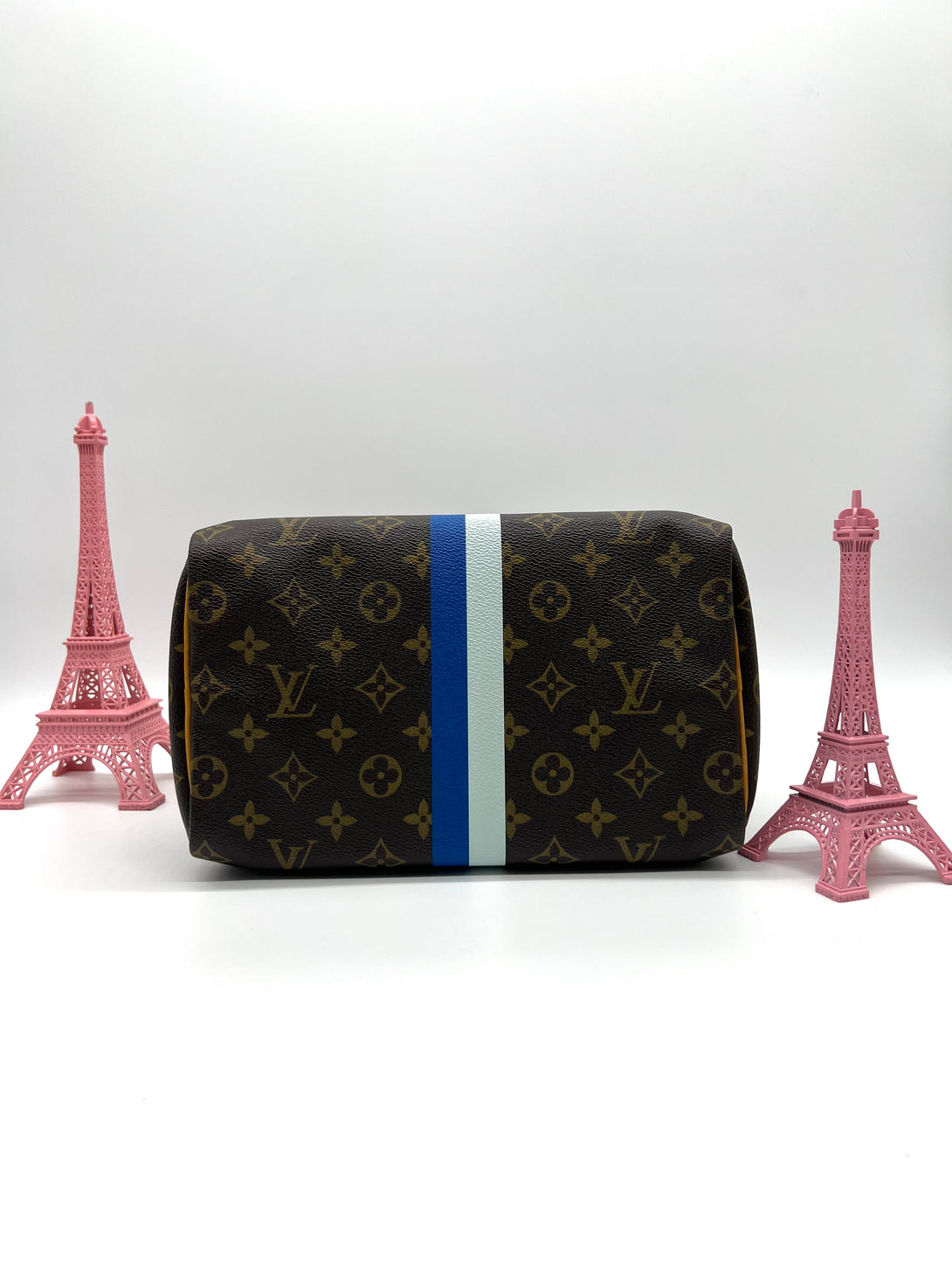 LOUIS VUITTON Monogram Mon Heritage Speedy 30Navy Blue White Limited Edition - Reeluxs 