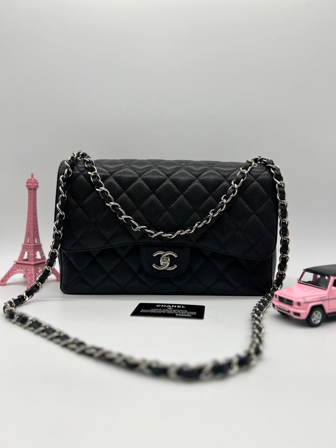 Chanel Double Flap Jumbo Black Caviar - Reeluxs 