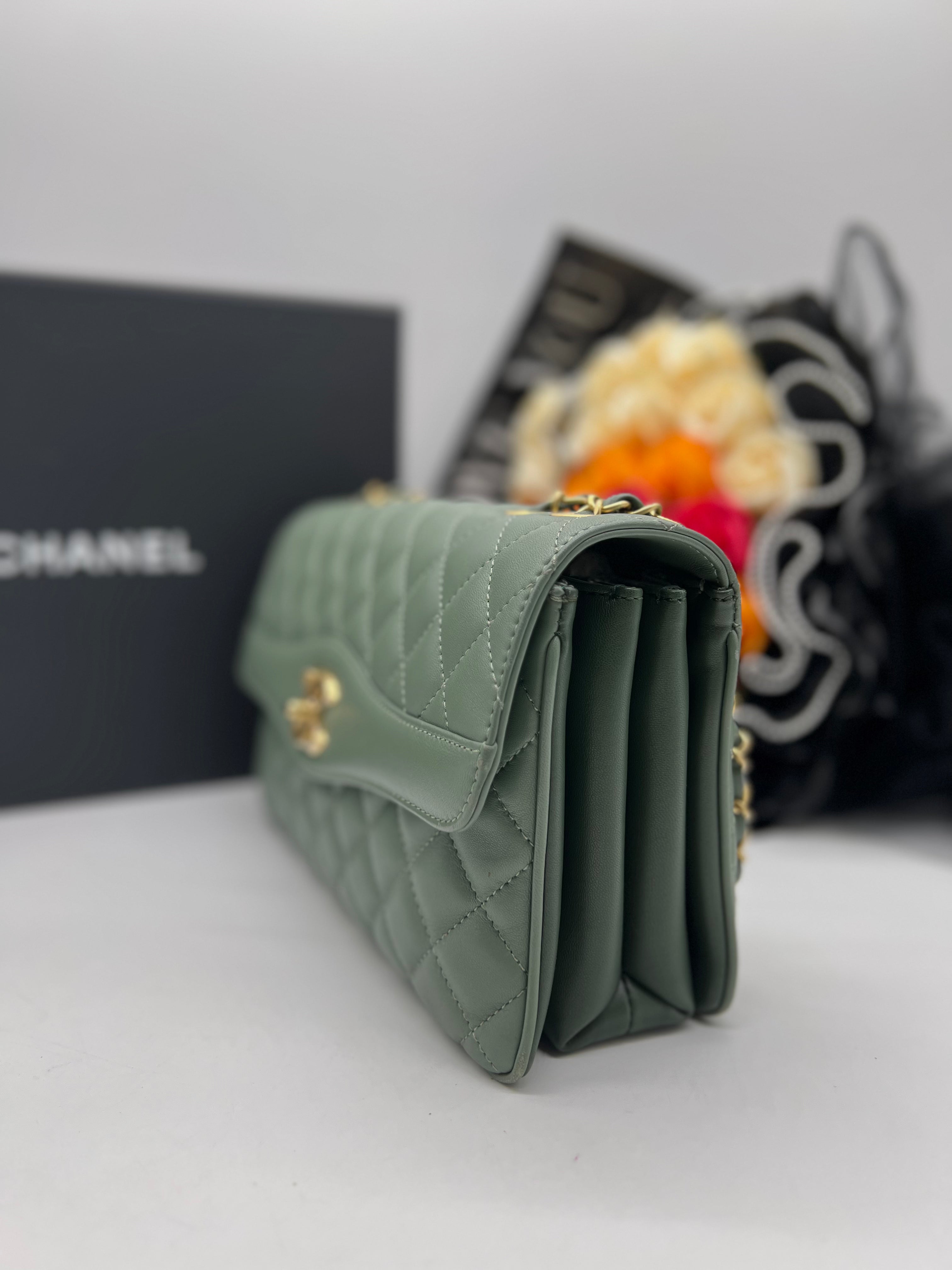 Chanel Green Quilted Lambskin Coco Vintage Flap Bag, 2017 - Reeluxs 