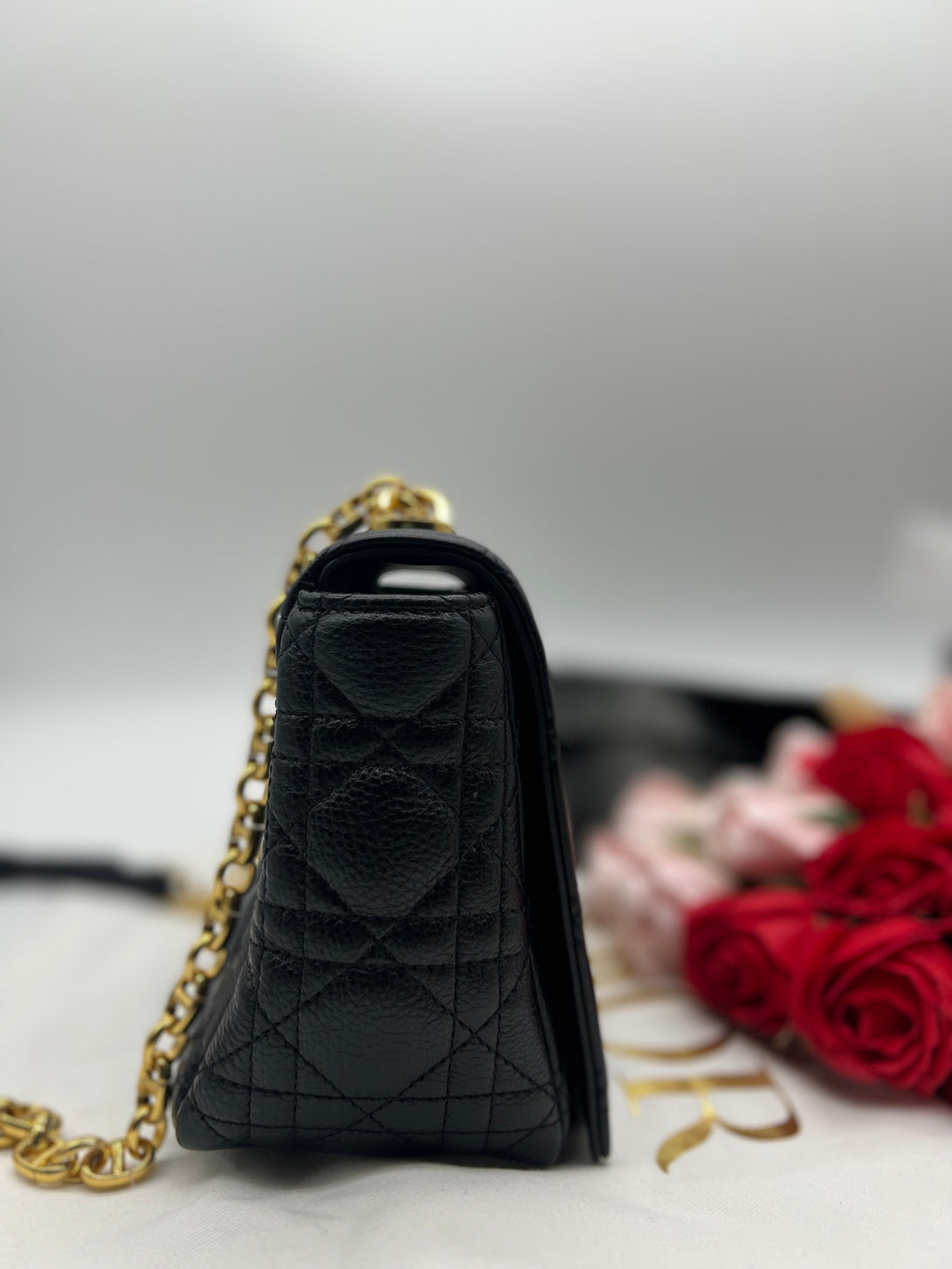 Dior Caro Bag Black Grainy Leather - Reeluxs 