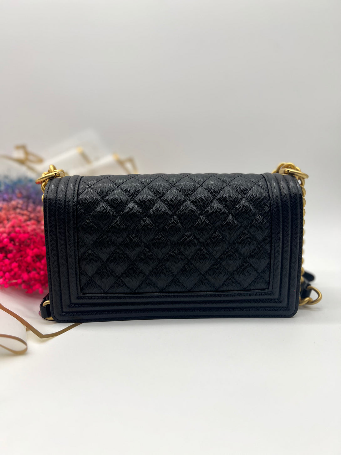 Chanel Black Quilted Caviar Medium Boy Bag - Reeluxs 