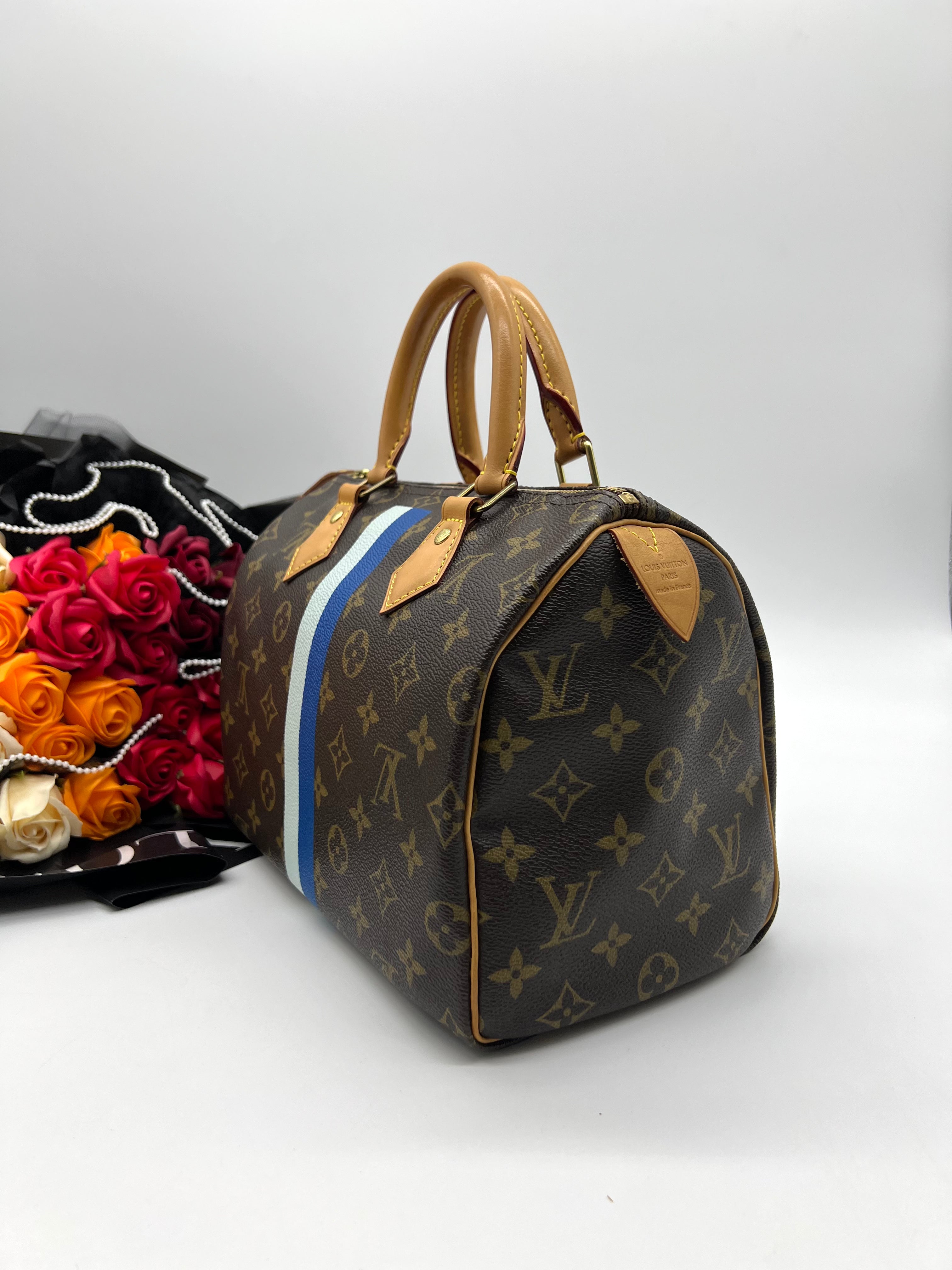 LOUIS VUITTON Monogram Mon Heritage Speedy 30Navy Blue White Limited Edition - Reeluxs 