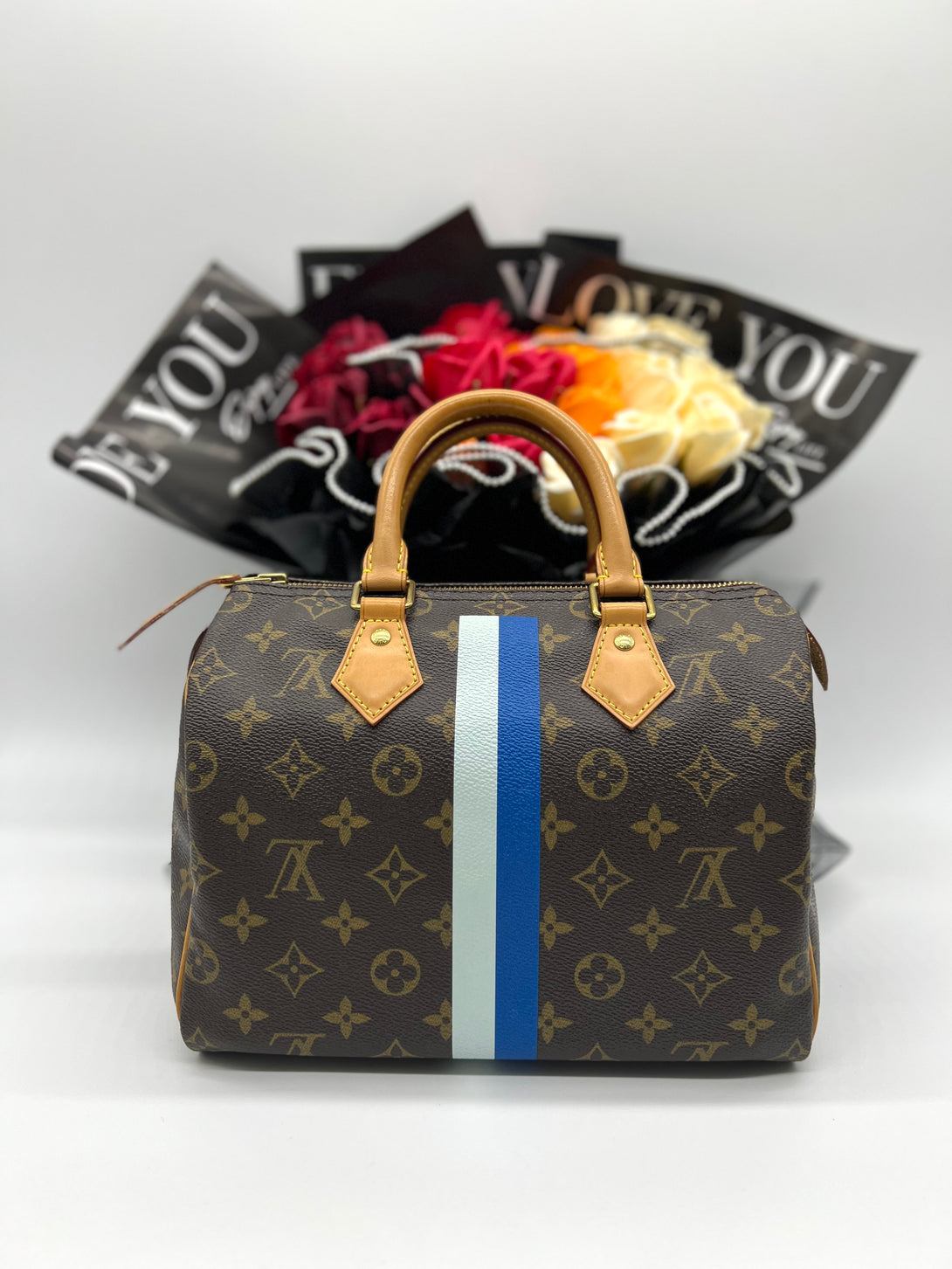 LOUIS VUITTON Monogram Mon Heritage Speedy 30Navy Blue White Limited Edition - Reeluxs 