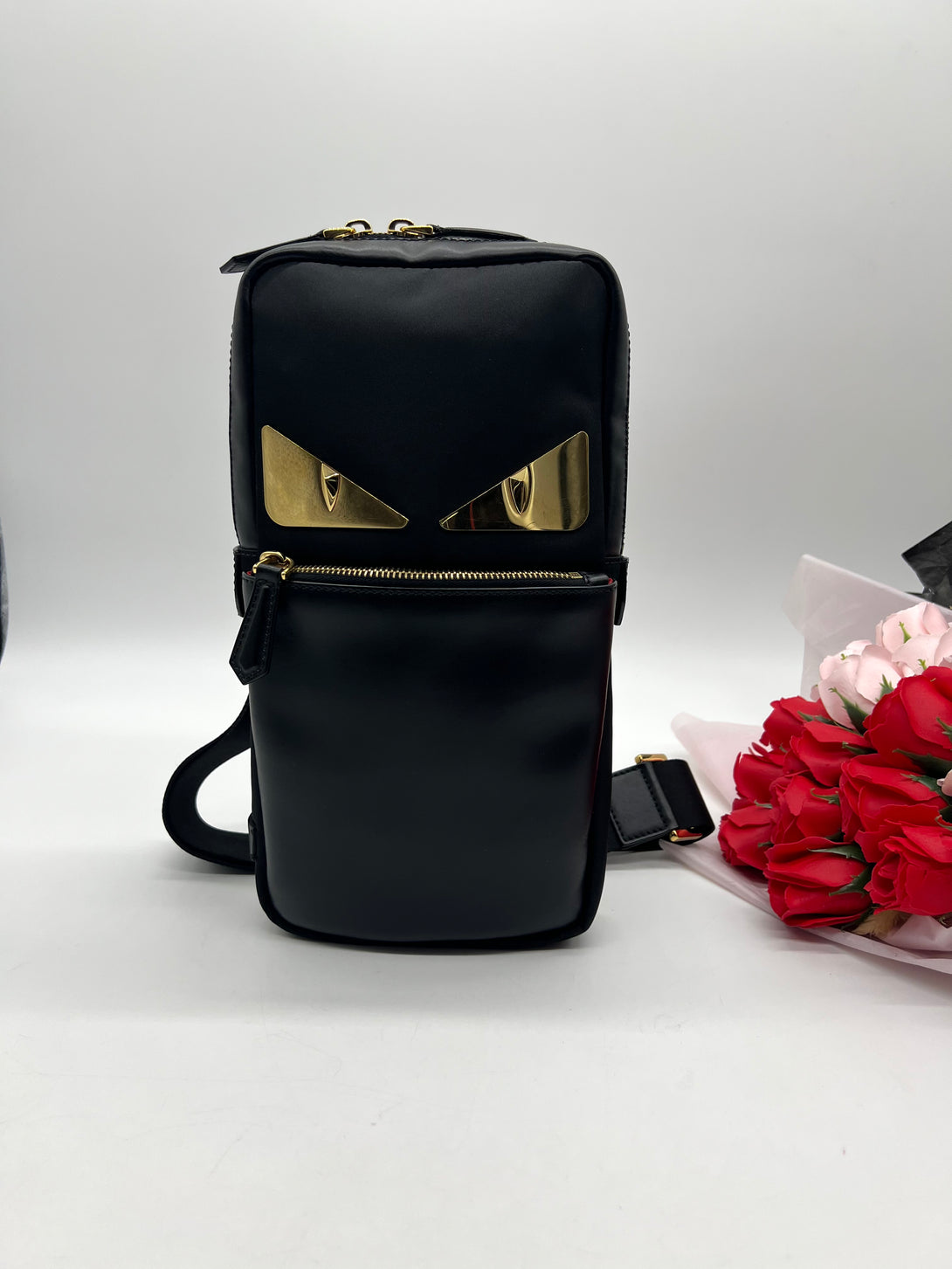 Fendi Black Bag Bugs One Shoulder Backpack - Reeluxs 