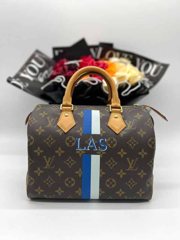 LOUIS VUITTON Monogram Mon Heritage Speedy 30Navy Blue White Limited Edition - Reeluxs 