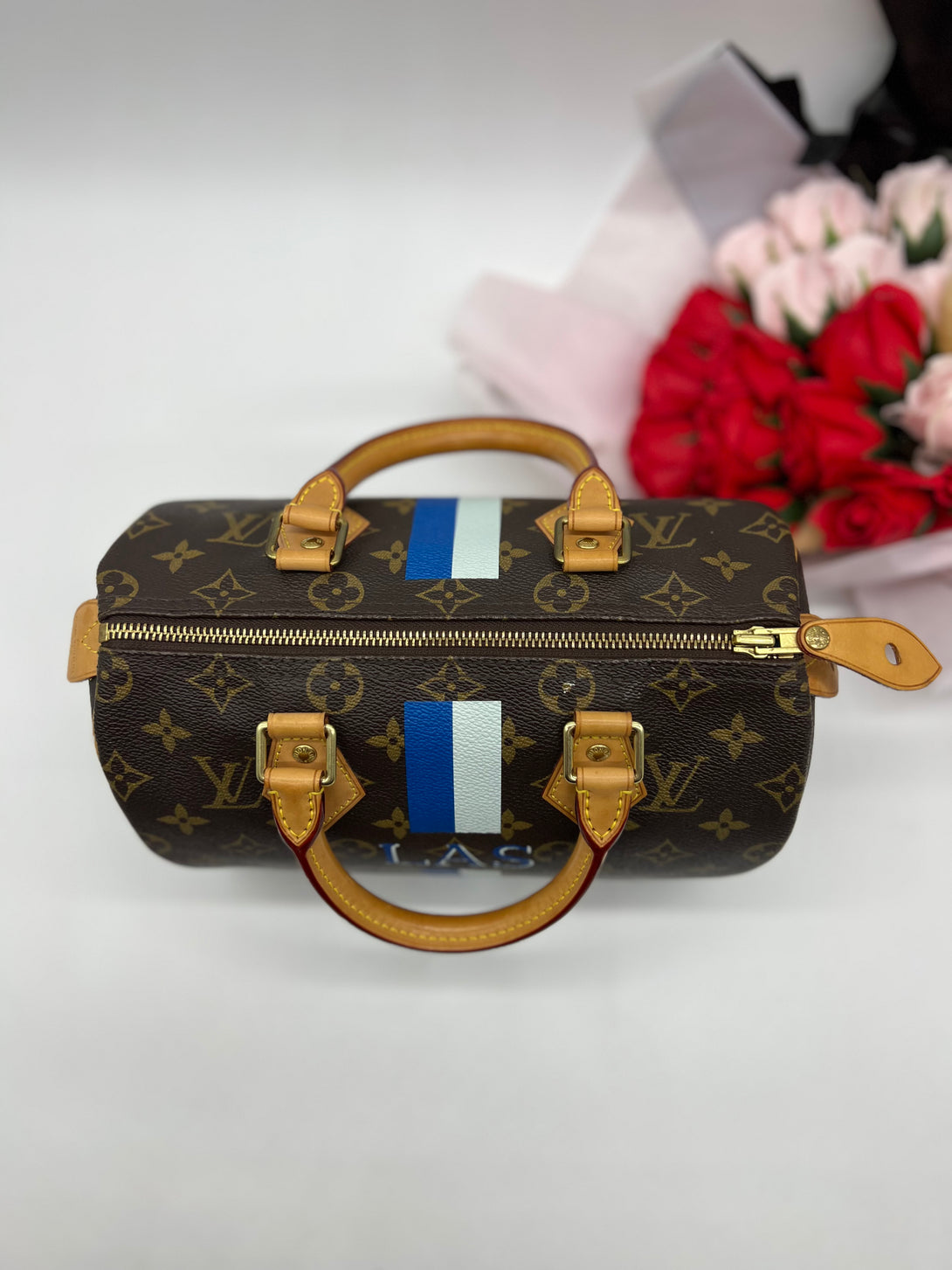 LOUIS VUITTON Monogram Mon Heritage Speedy 30Navy Blue White Limited Edition - Reeluxs 