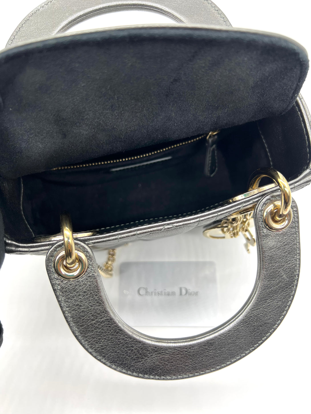 Christian Dior Lady Dior Bag Cannage Quilt Iridescent Leather Mini - Reeluxs 