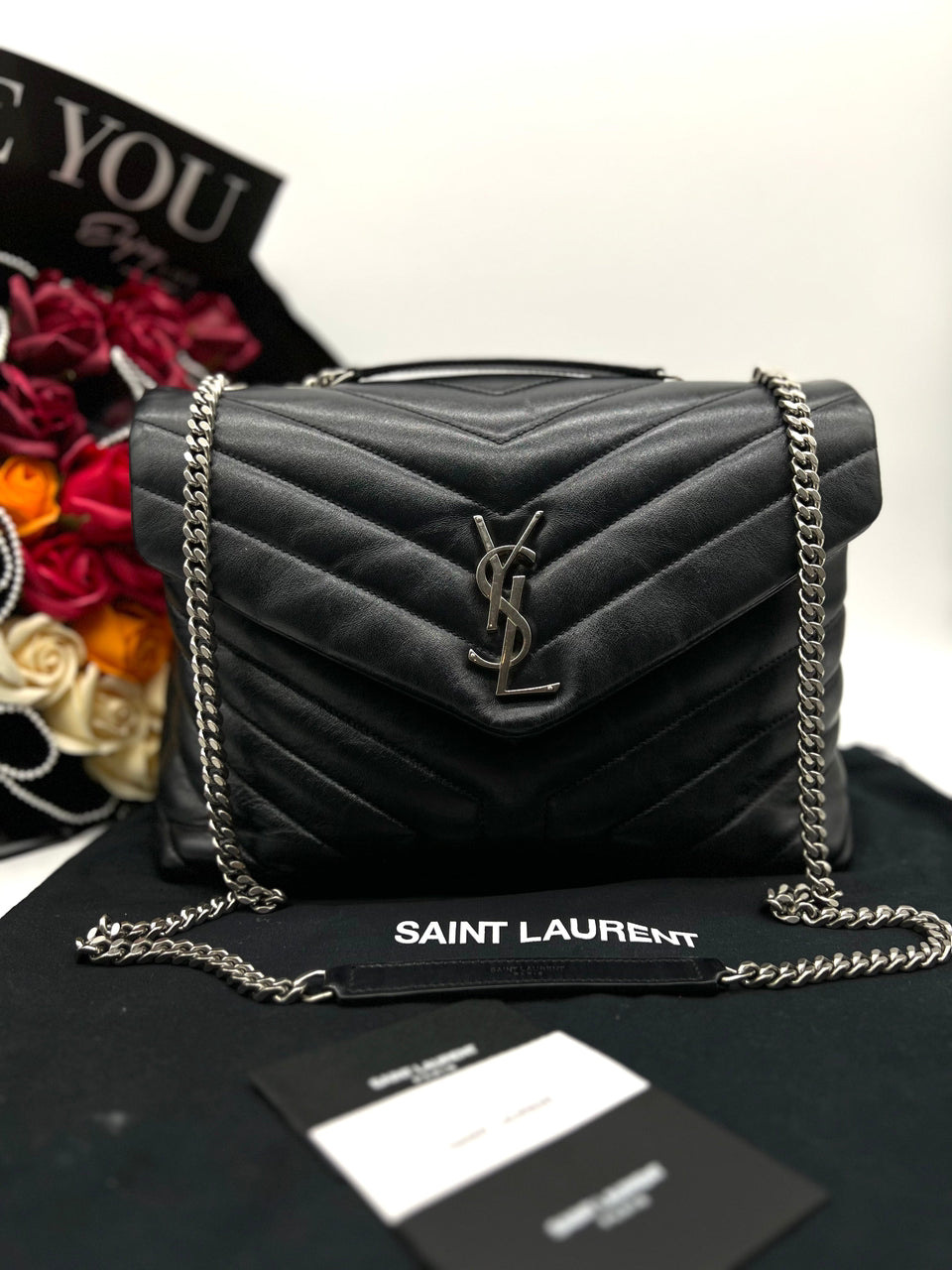 Saint Laurent Black Matelasse Medium Loulou Bag - Reeluxs 