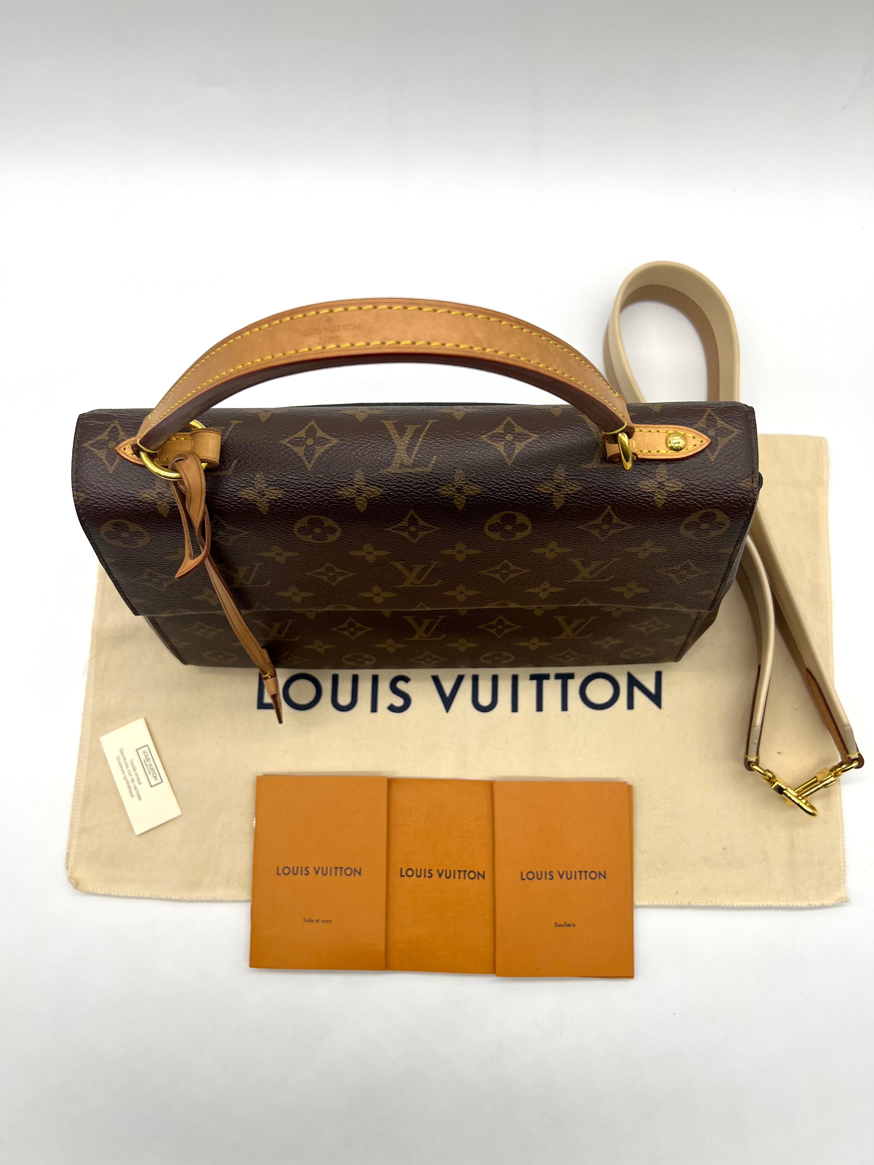 LOUIS VUITTON Cluny Top Handle Bag Monogram Canvas MM Brown - Reeluxs 