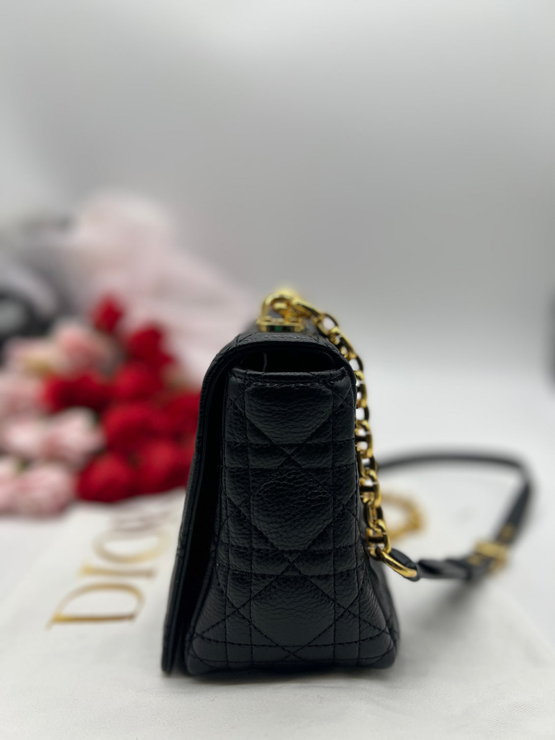 Dior Caro Bag Black Grainy Leather - Reeluxs 