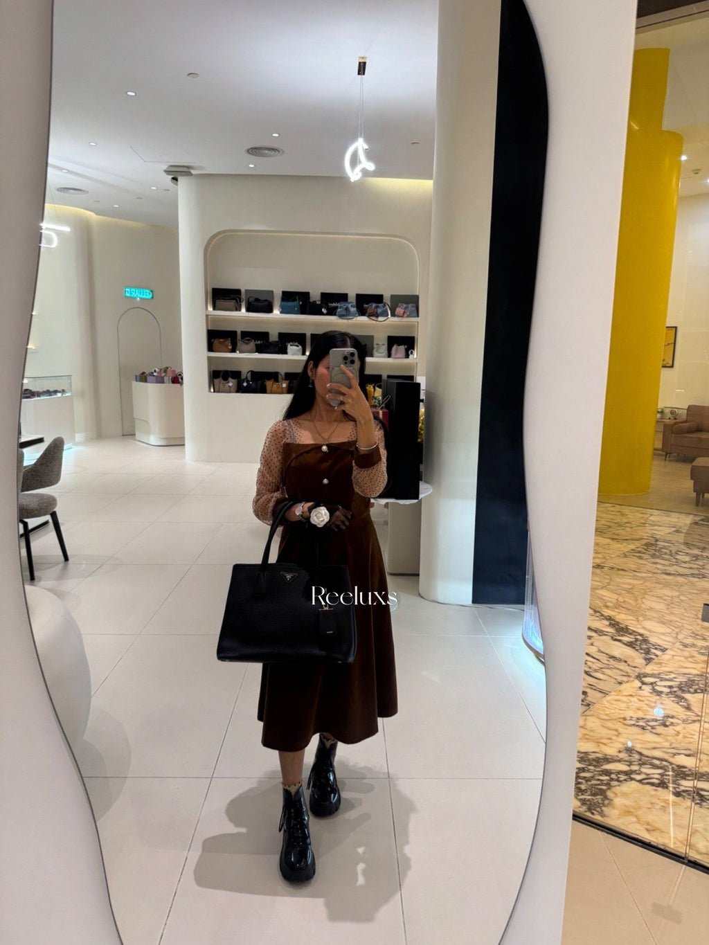 PRADA Black Vitello Daino Leather Double Handle Tote Bag