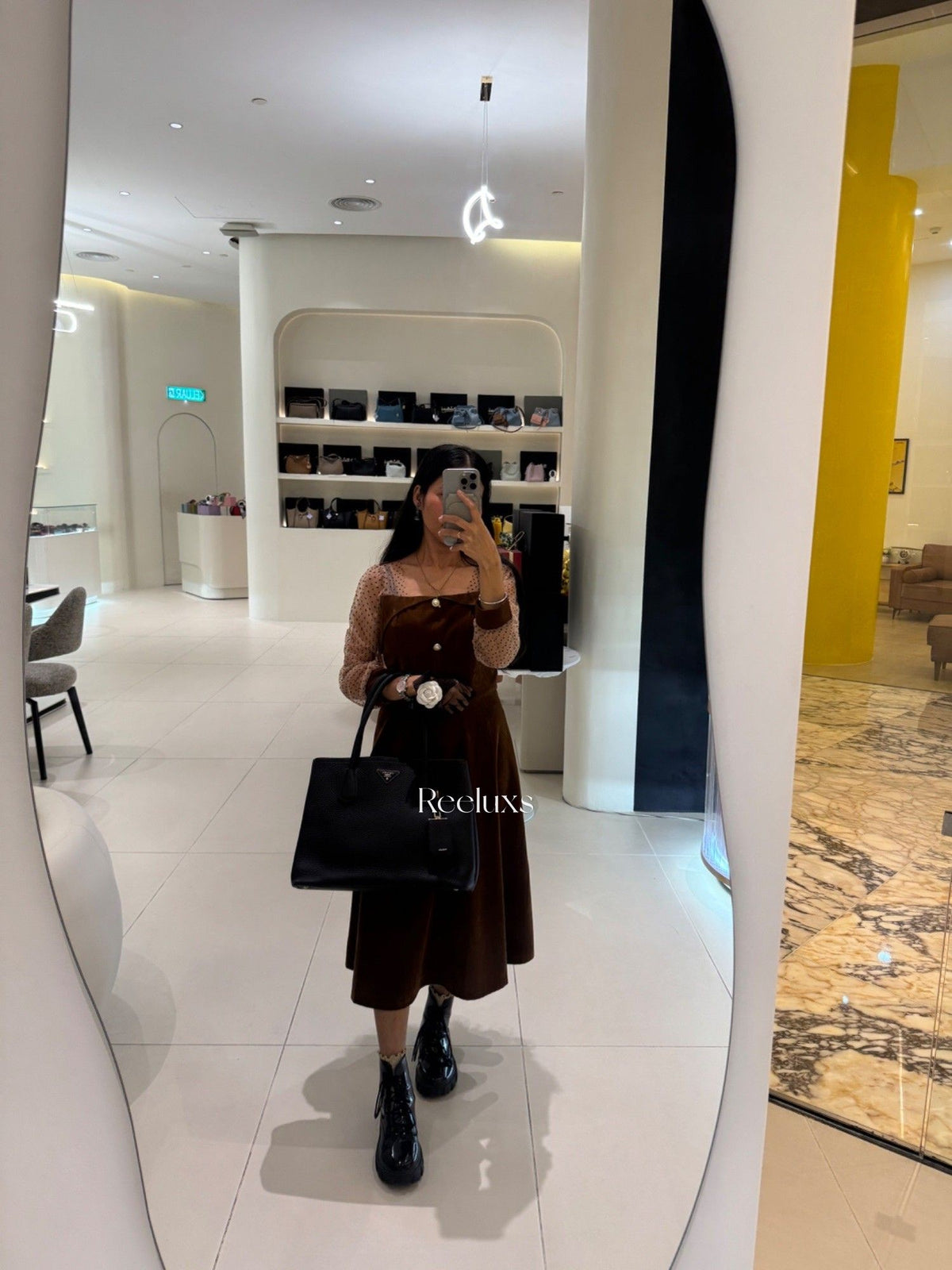 PRADA Black Vitello Daino Leather Double Handle Tote Bag