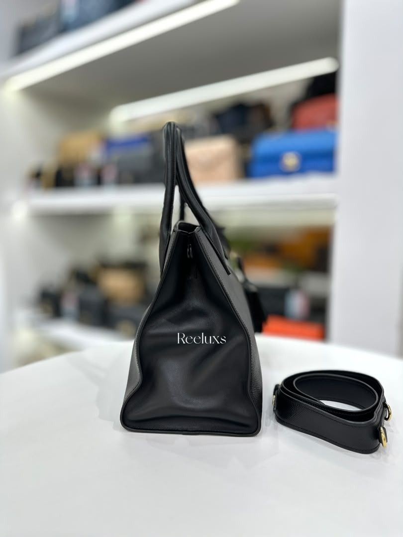 Prada Saffiano Cuir Calfskin Medium Monochrome Top Handle Bag