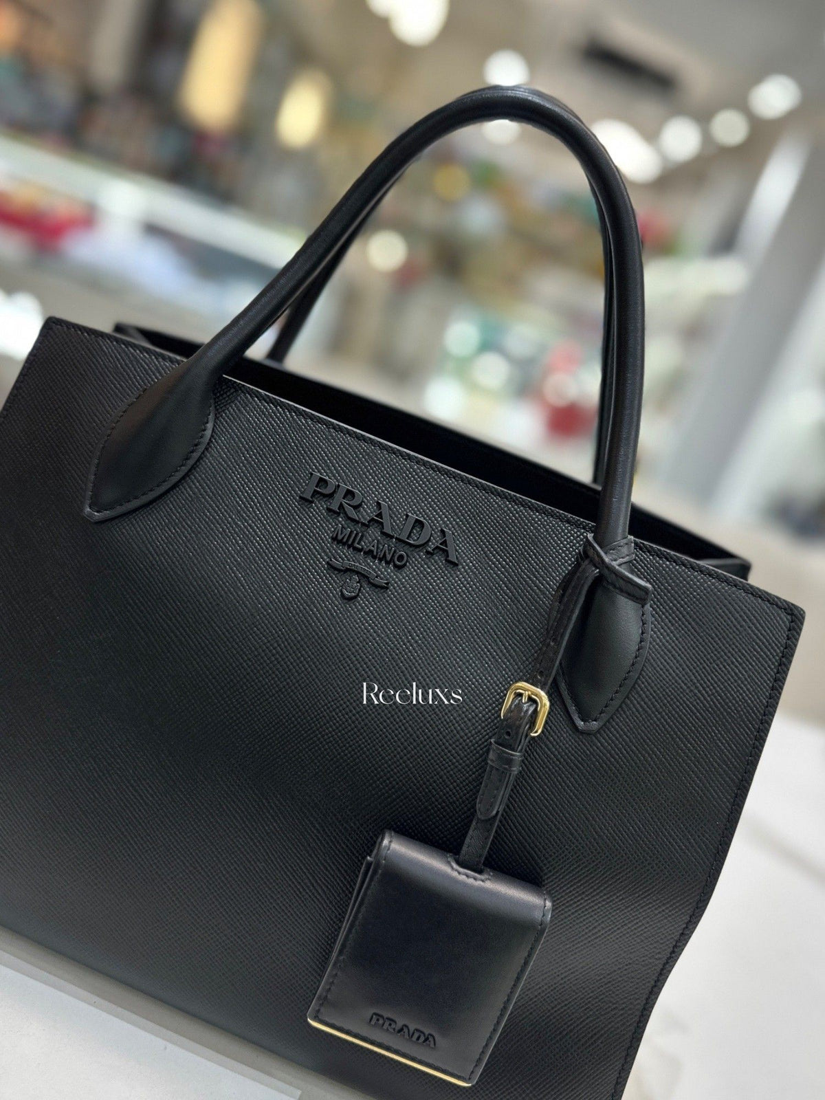 Prada Saffiano Cuir Calfskin Medium Monochrome Top Handle Bag