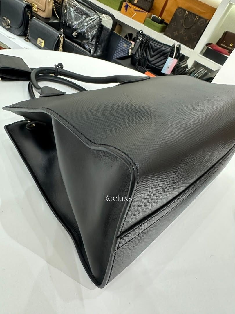Prada Saffiano Cuir Calfskin Medium Monochrome Top Handle Bag