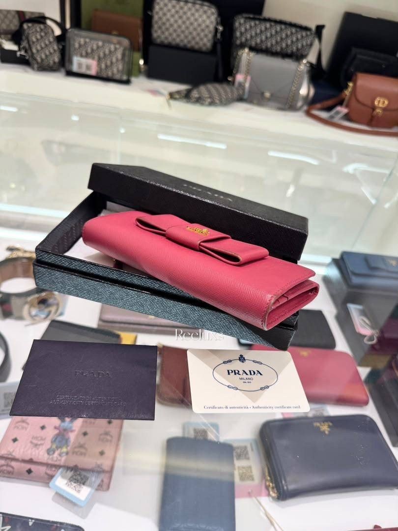 PRADA Saffiano Fiocco Flap Continental Wallet