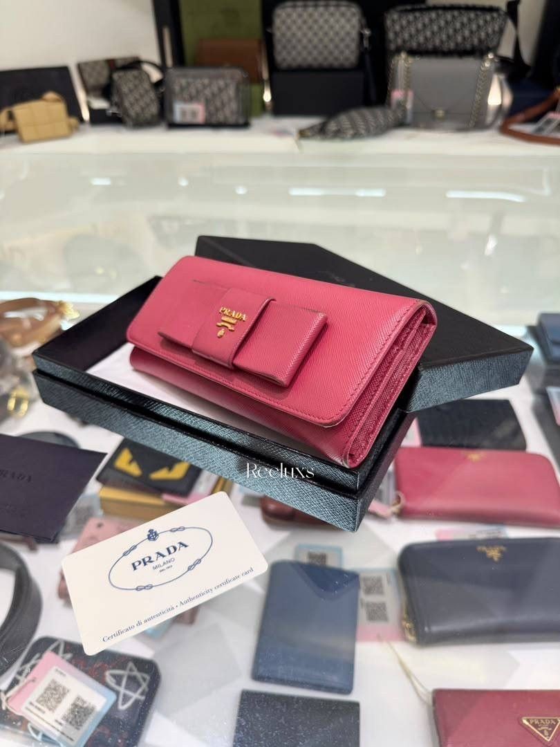 PRADA Saffiano Fiocco Flap Continental Wallet