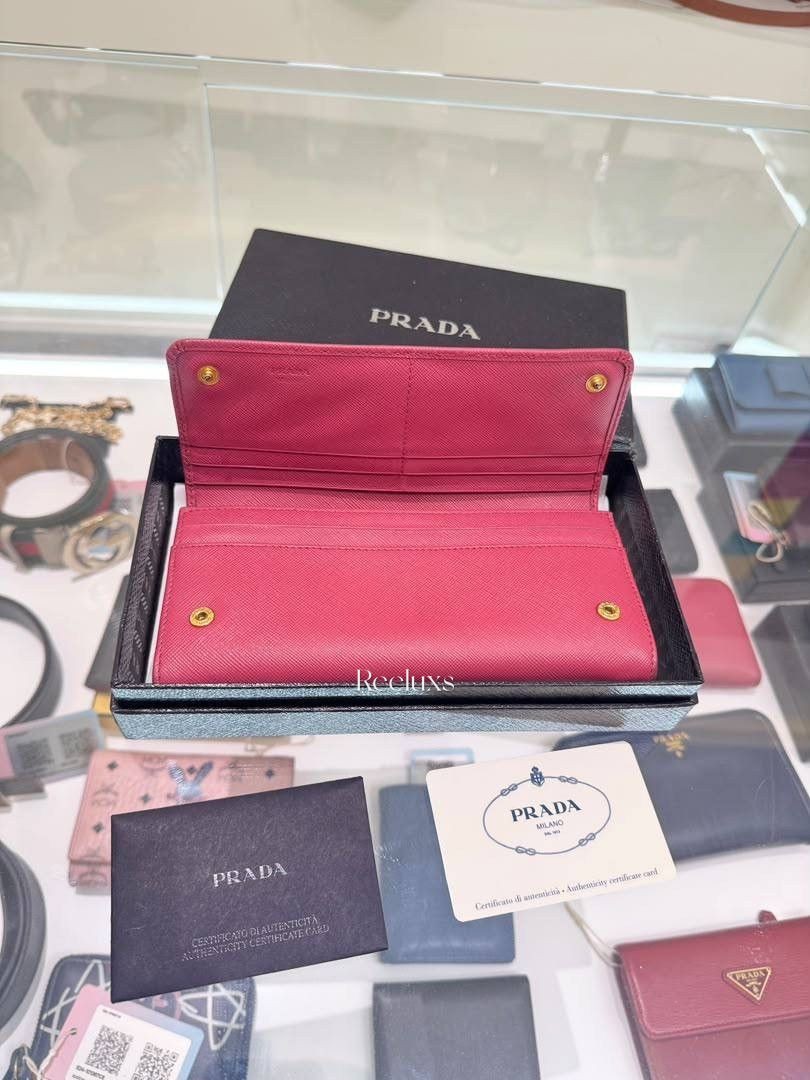 PRADA Saffiano Fiocco Flap Continental Wallet
