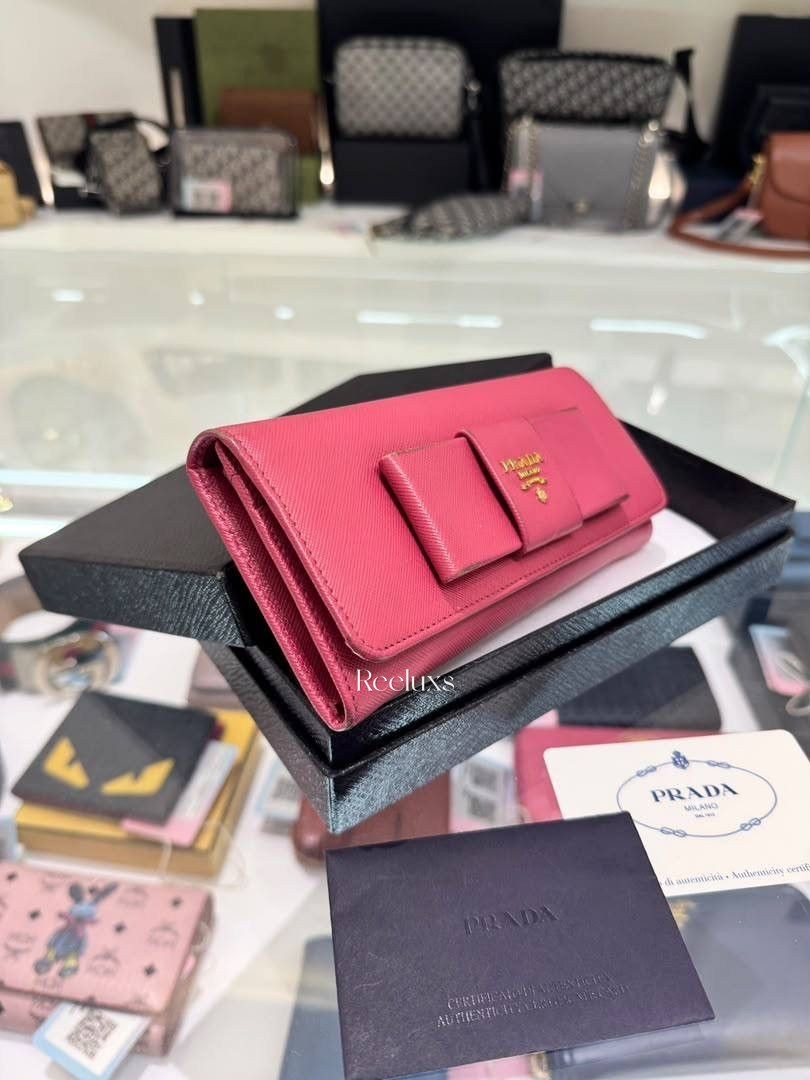 PRADA Saffiano Fiocco Flap Continental Wallet