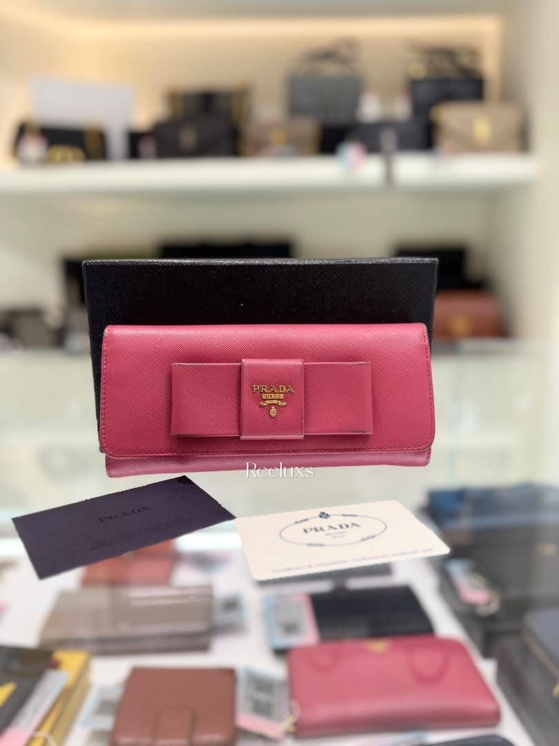 PRADA Saffiano Fiocco Flap Continental Wallet