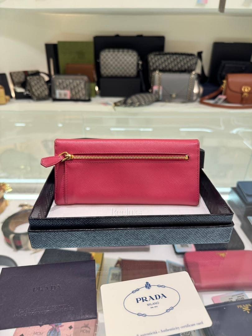 PRADA Saffiano Fiocco Flap Continental Wallet