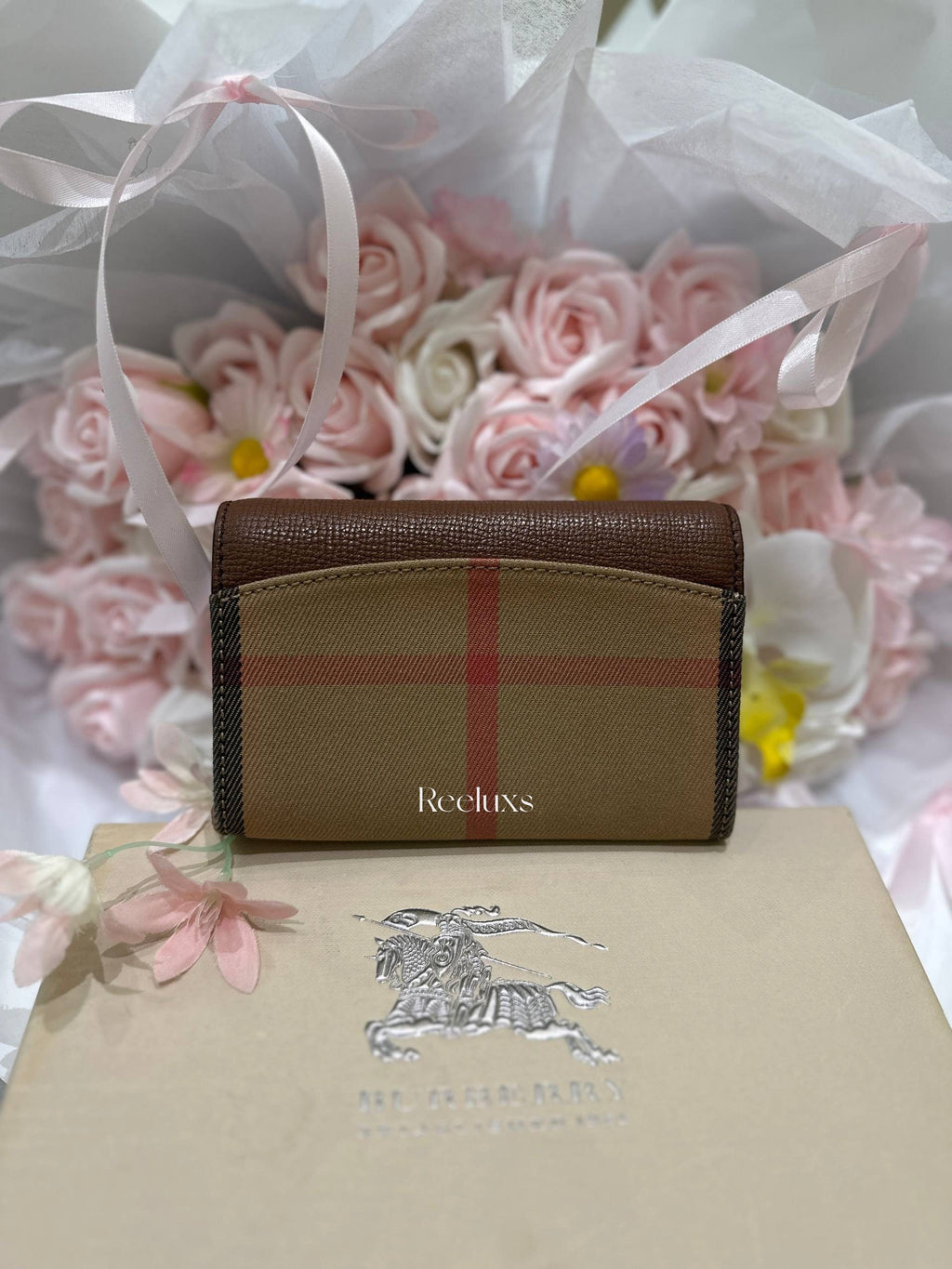 BURBERRY Nova Check Brown Leather Bifold Wallet