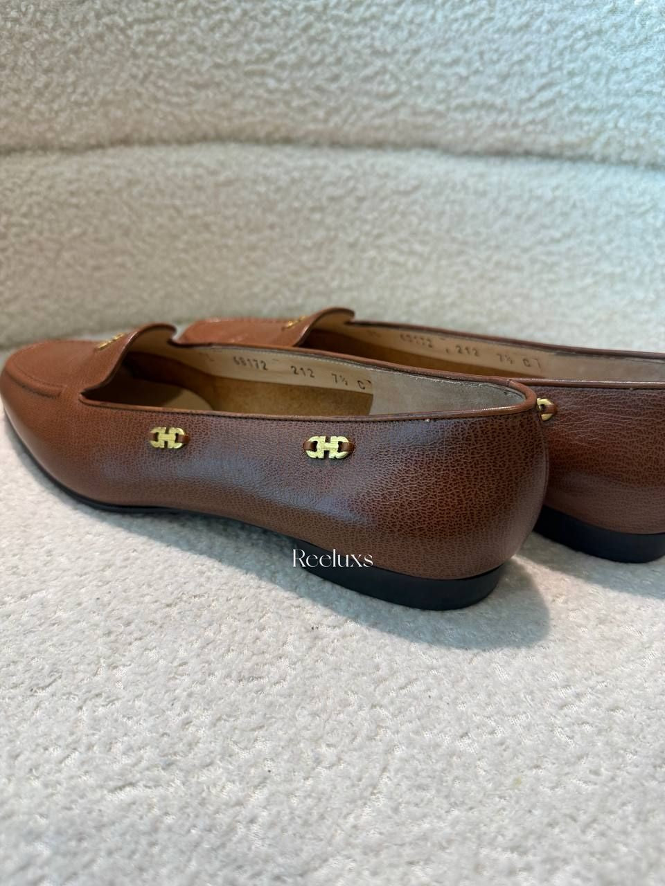 Salvatore Ferragamo Brown Pebbled Leather Loafers