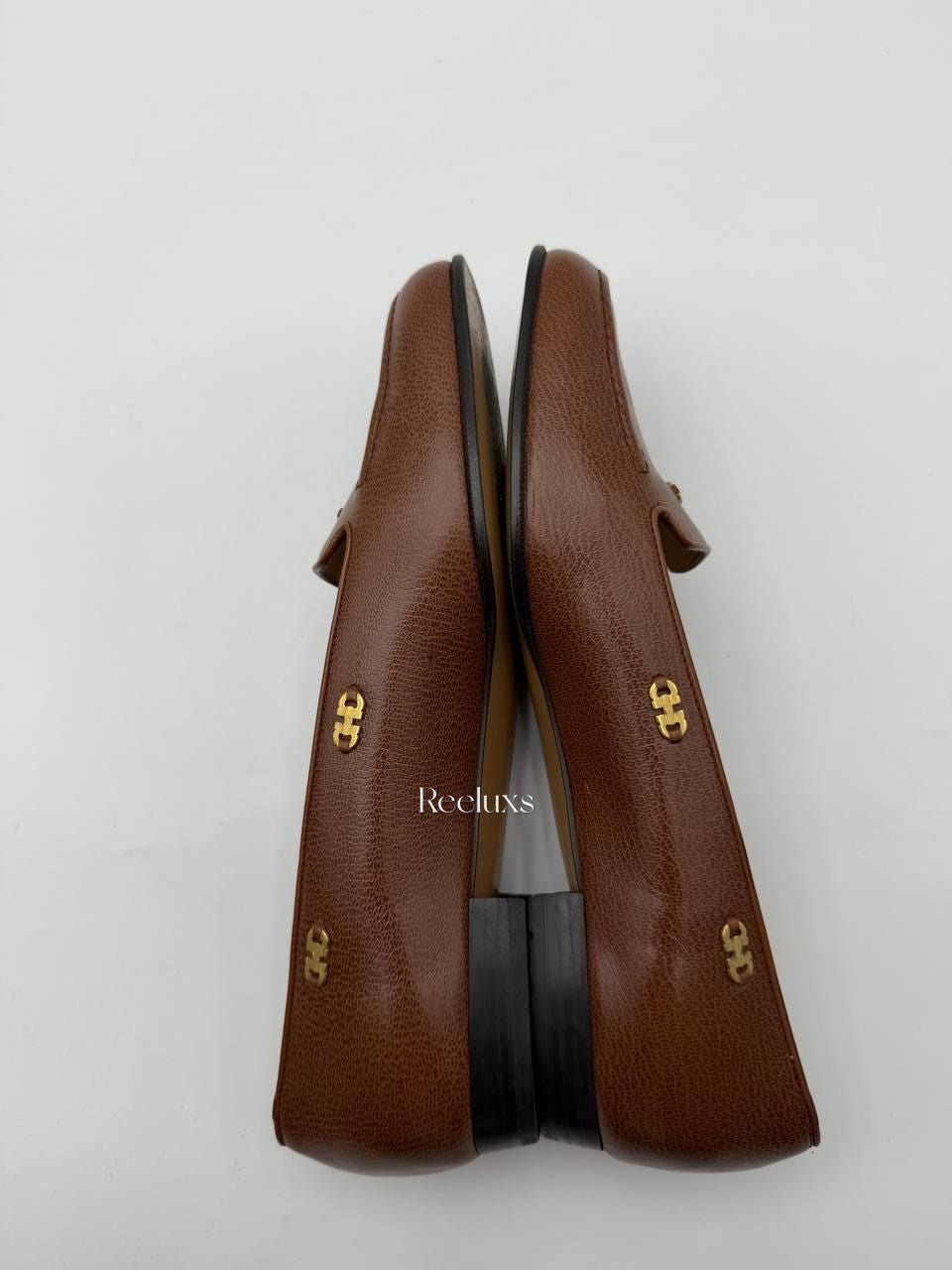Salvatore Ferragamo Brown Pebbled Leather Loafers
