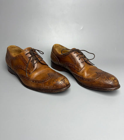 RALPH LAUREN Wingtip Oxford Brown Leather Men’s Shoes Size E 7 1/2