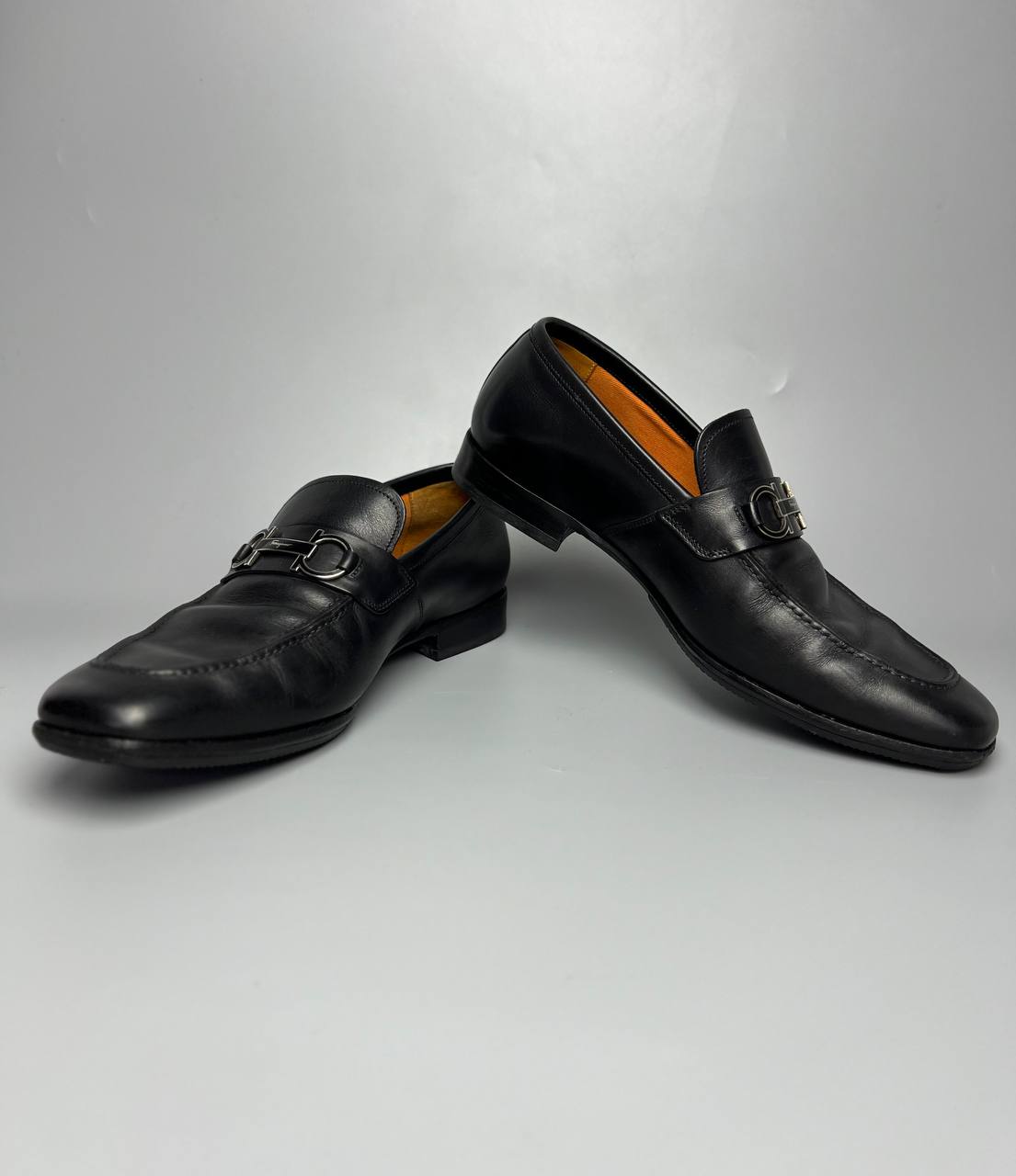 FERRAGAMO Black Foster Loafer Leather Men’s Shoes Size E 6 1/2