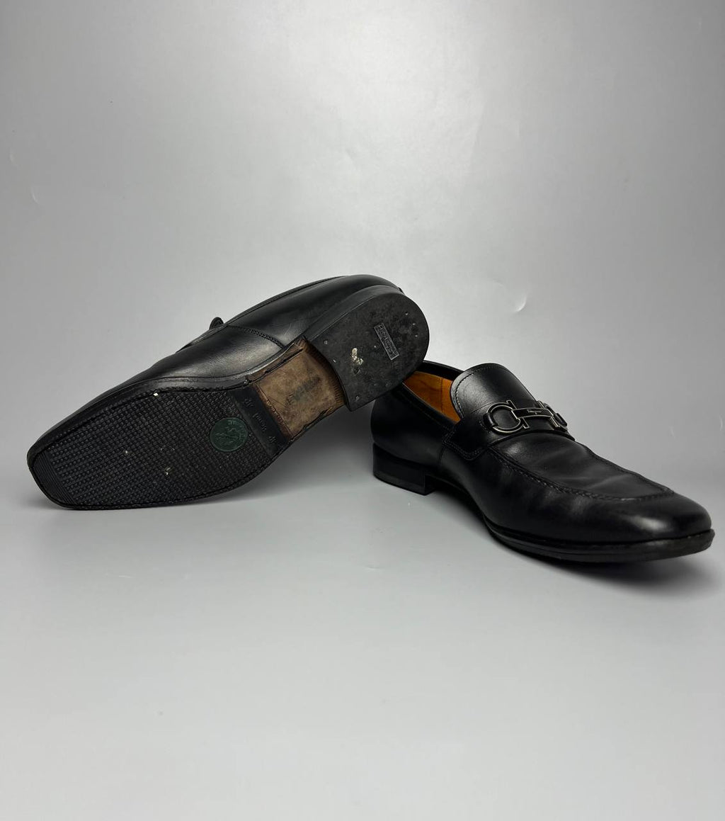 FERRAGAMO Black Foster Loafer Leather Men’s Shoes Size E 6 1/2