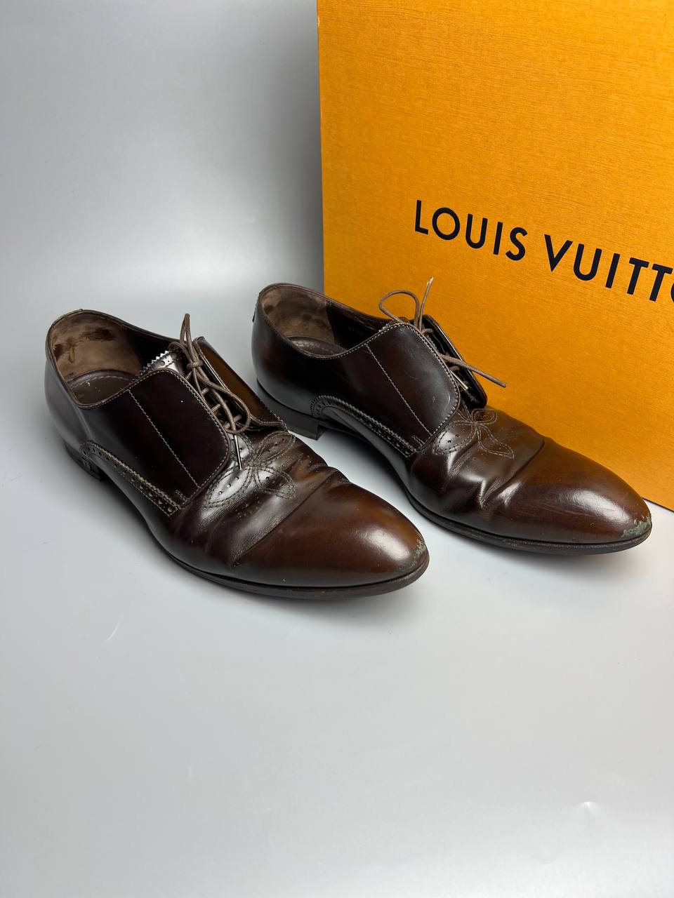 LOUIS VUITTON Brogue Oxford Dark Brown Men’s Shoes Size 7 1/2