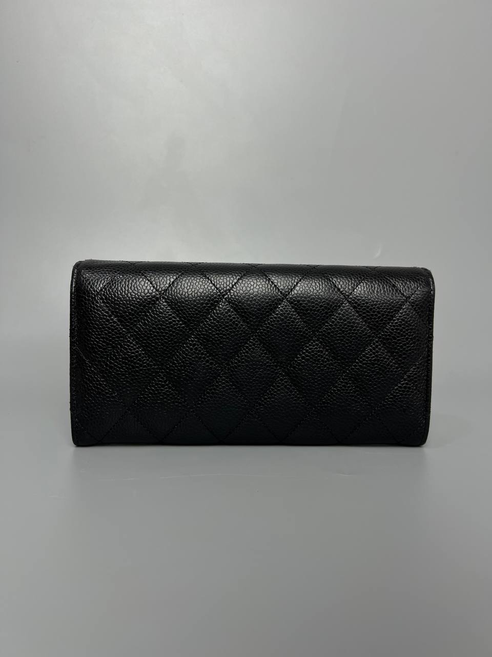 CHANEL Classic Long Wallet in Black Caviar LGHW For Lady