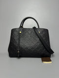 LOUIS VUITTON LV Black Monogram Empreinte Leather Montaigne MM Bag For Women
