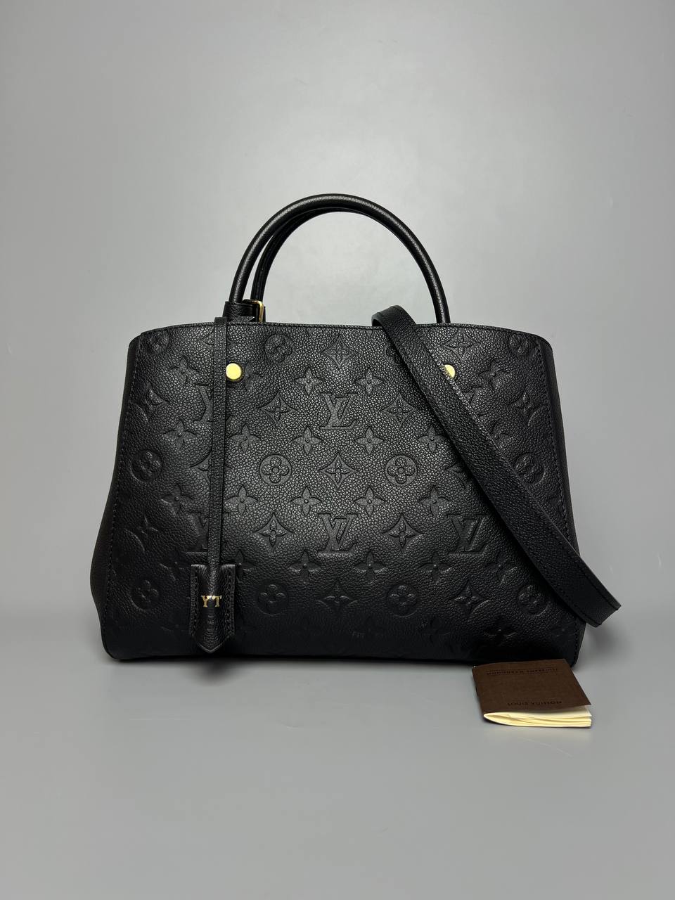 LOUIS VUITTON LV Black Monogram Empreinte Leather Montaigne MM Bag For Women