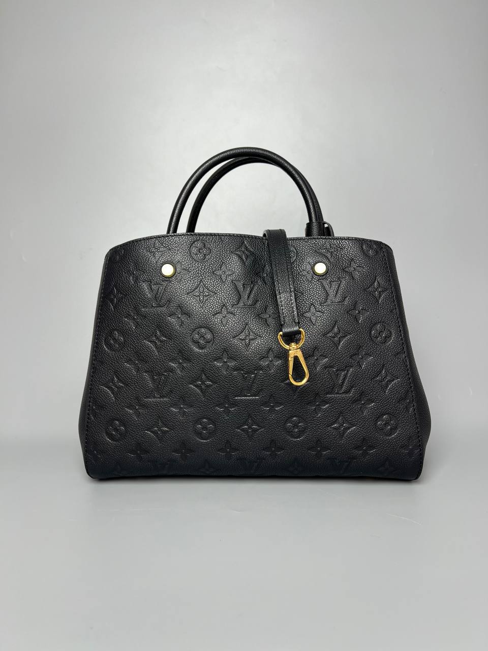 LOUIS VUITTON LV Black Monogram Empreinte Leather Montaigne MM Bag For Women