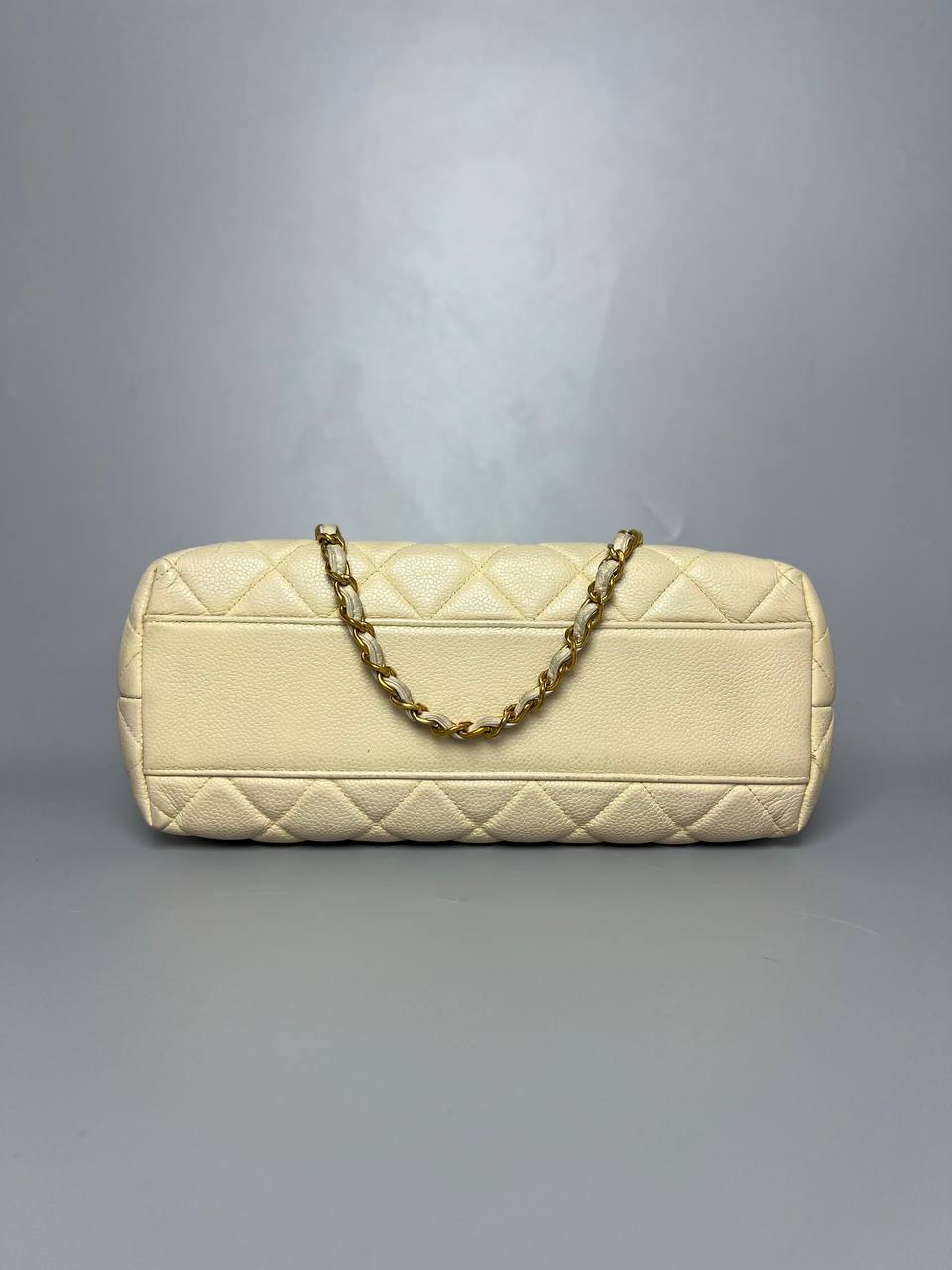 CHANEL Beige Caviar Leather Chain Shoulder Bag For Women